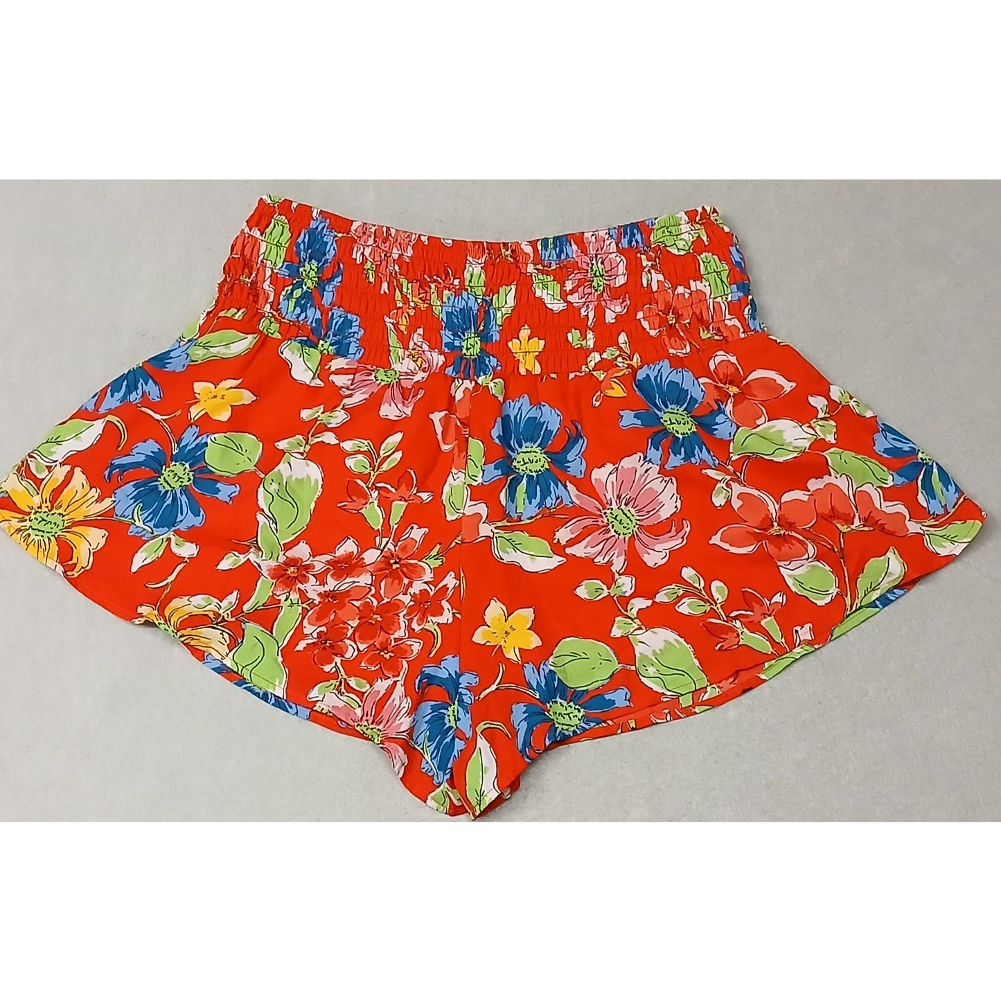 Sienna Sky (Large) Red Floral Ruffle Flowy Boho Shorts