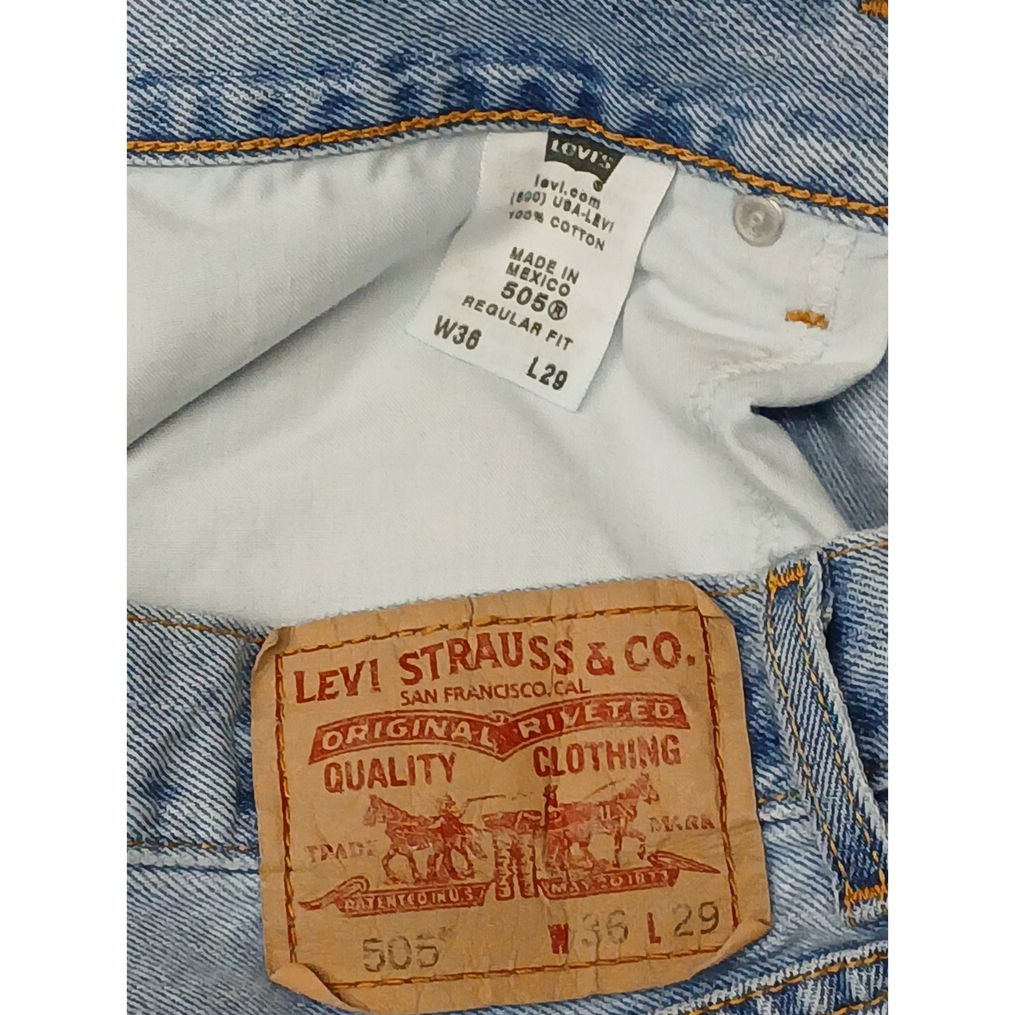 Levis 505 (36x29) Vintage Regular Fit Light Denim Jeans