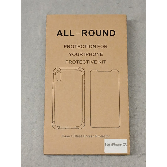 All-Round Cleae Case + Glass Screen Protector (Iphone XS)