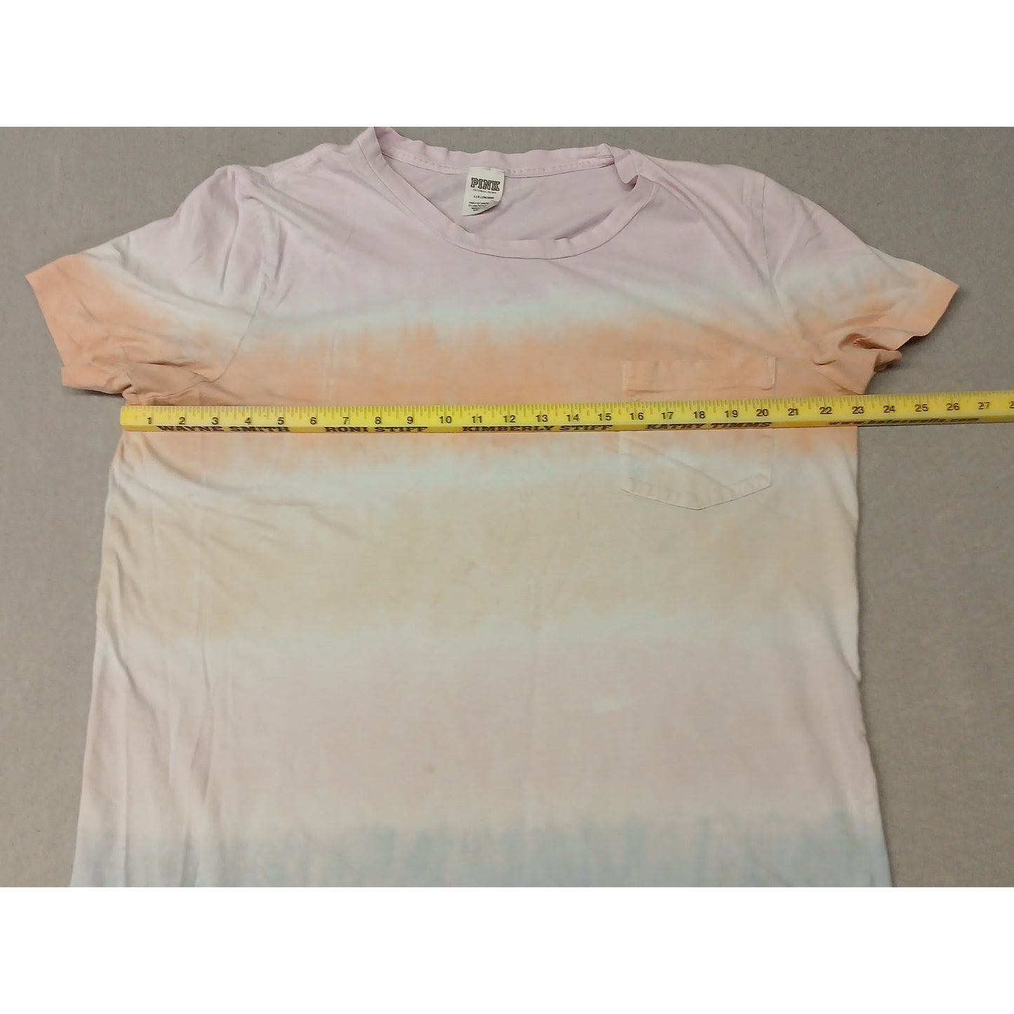 Victoria's Secret PINK (Large) Pastel Tie-Dye Striped Tee Shirt