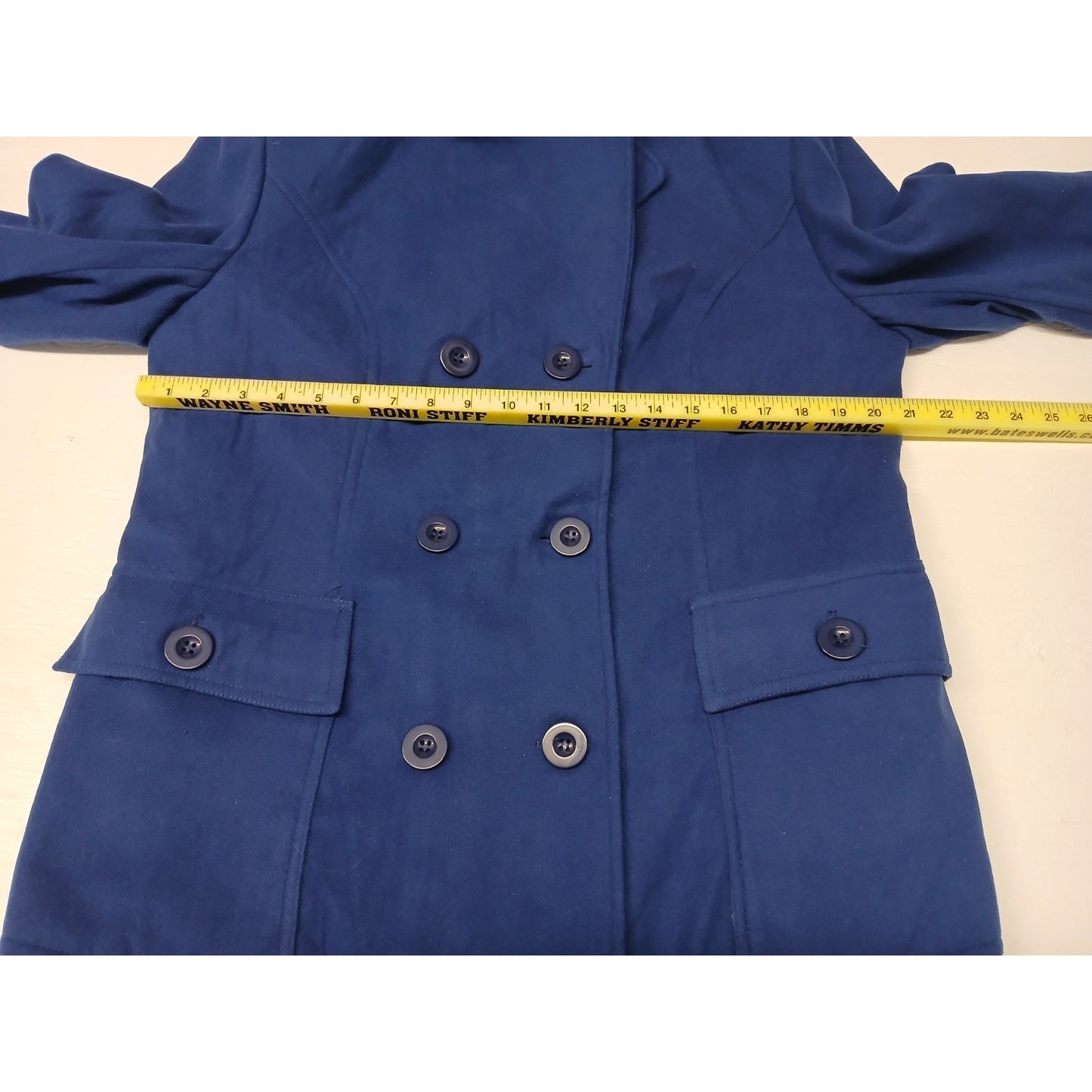 Neyelle (XL)Women's Blue Mid Length Wool Over Coat