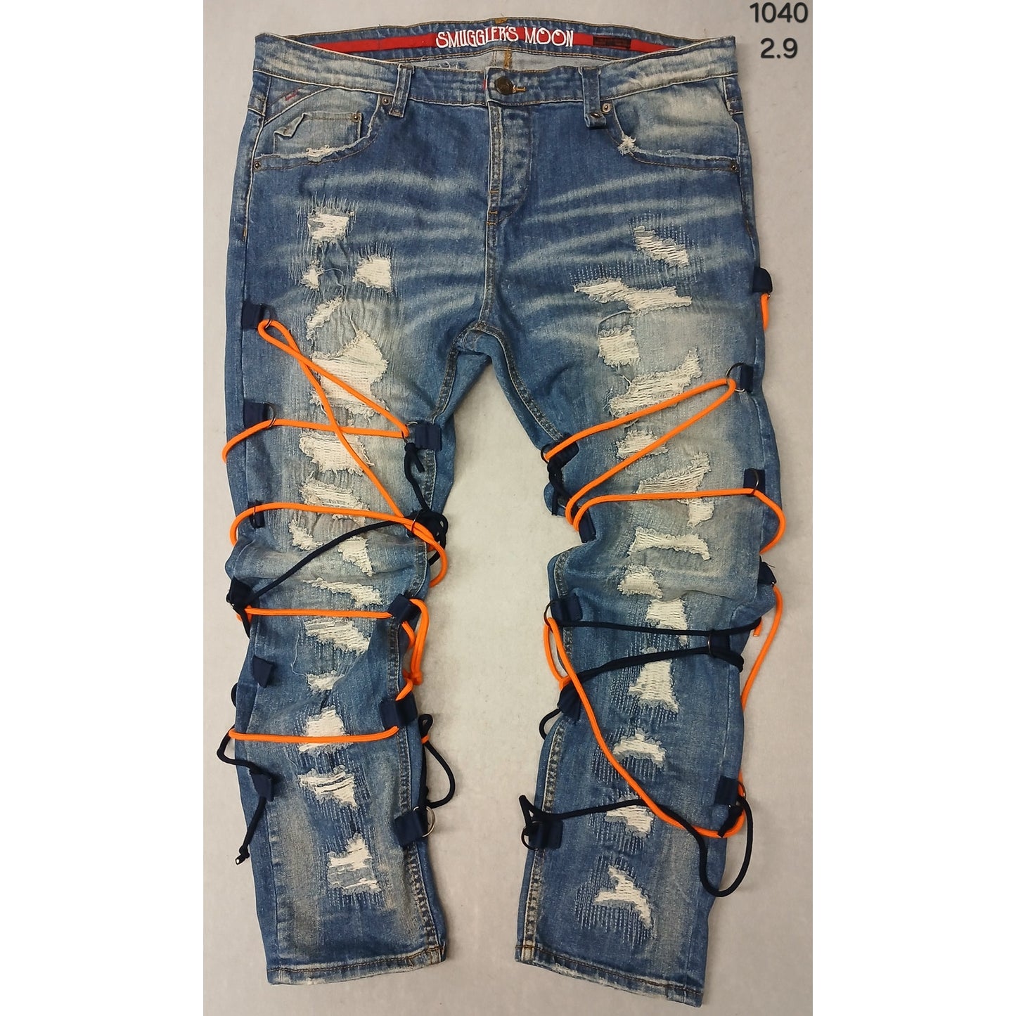 Smugglers Moon (42x33) Y2K Distressed Straight Blue Denim Jeans