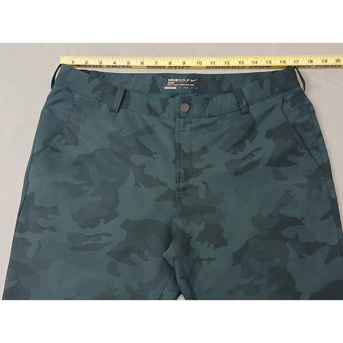 Nike (34x30) Men's Straight Green Camo Dri-Fit Golf Trousers