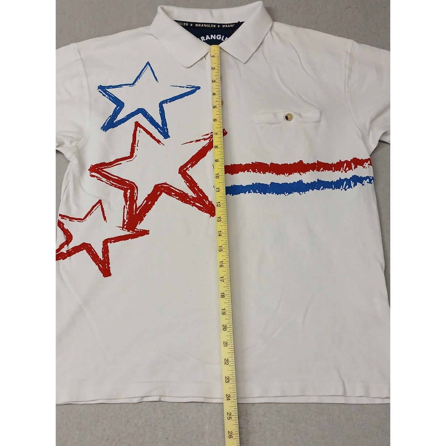 Wrangler (Medium) 4th Of July White Collar Cotton Polo Shirt