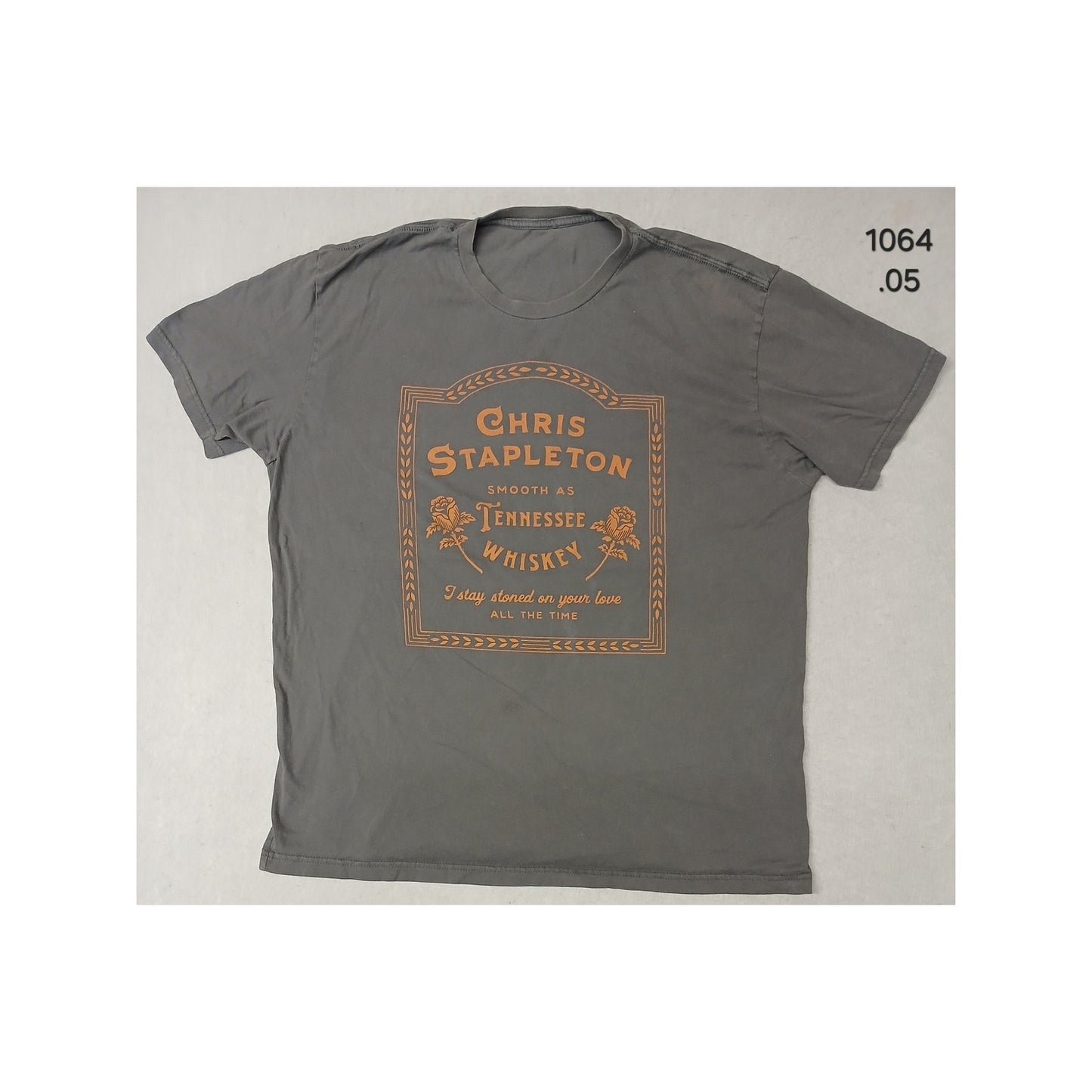 Chris Stapleton (Large) Gray Printed Logo Crew Neck TShirt
