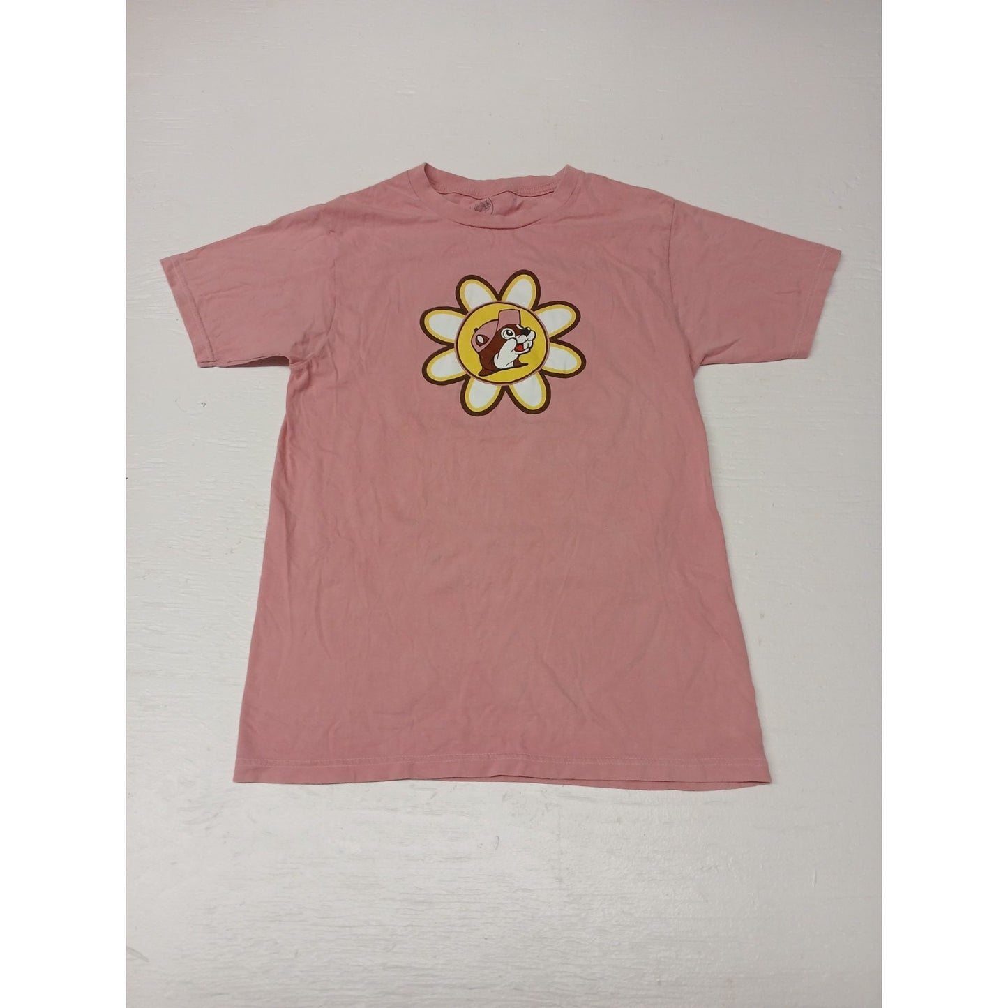 Buc-ees Pink (Small) Relaxed Fit Cotton Tee Shirt