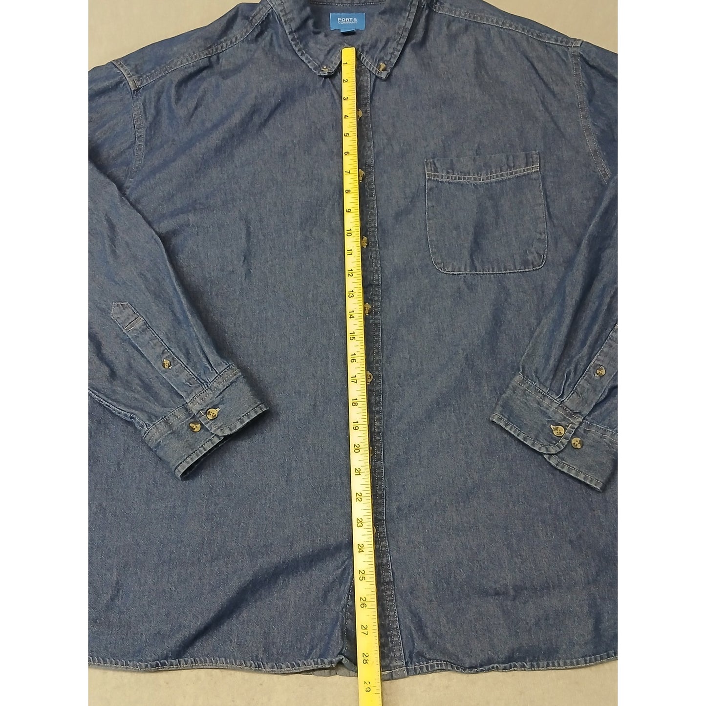 Port & Company (5XL) Men's Slim Fit Dark Denim Jean Shirt