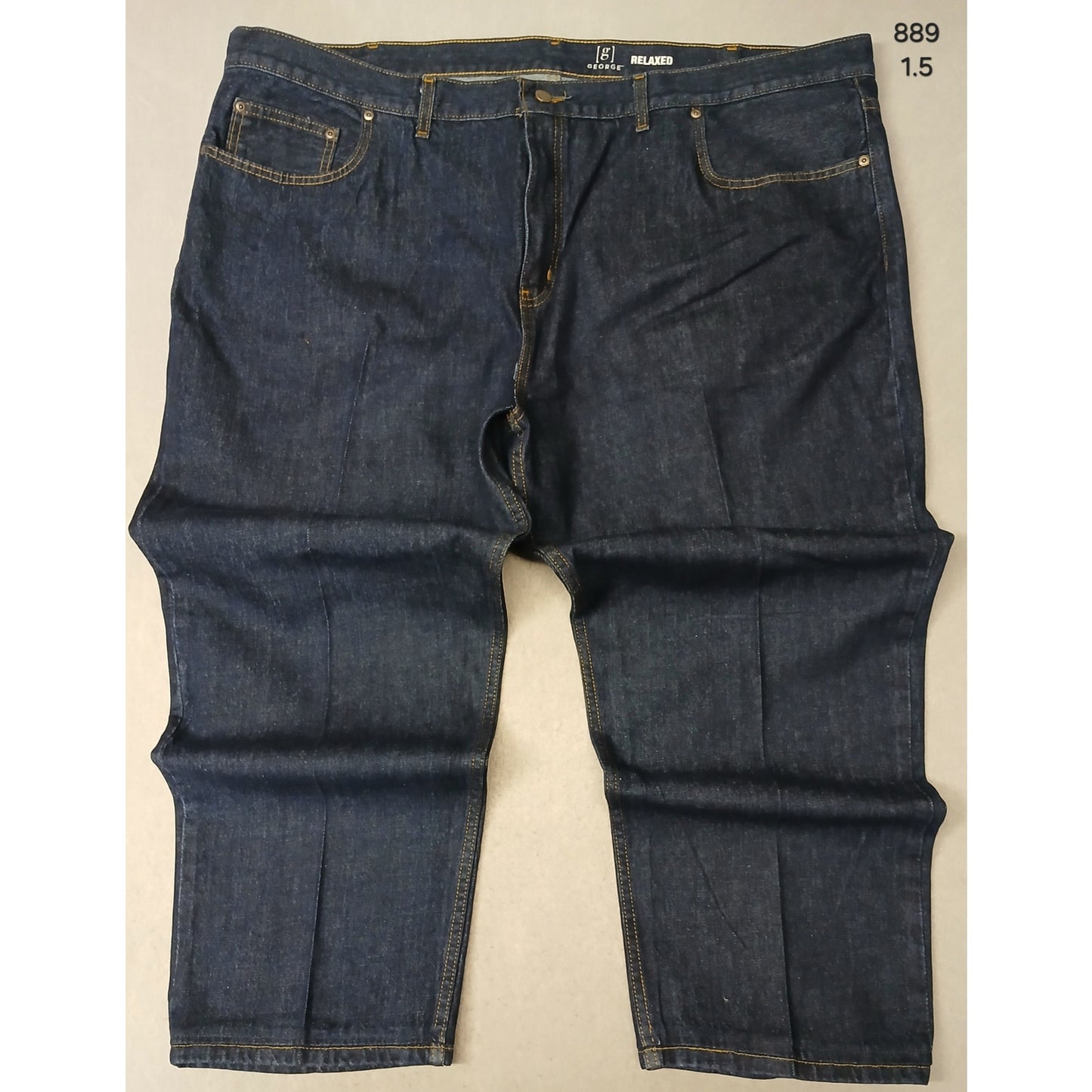 George (50x30) Men's Straight Leg Relaxed Blue Denim Jeans