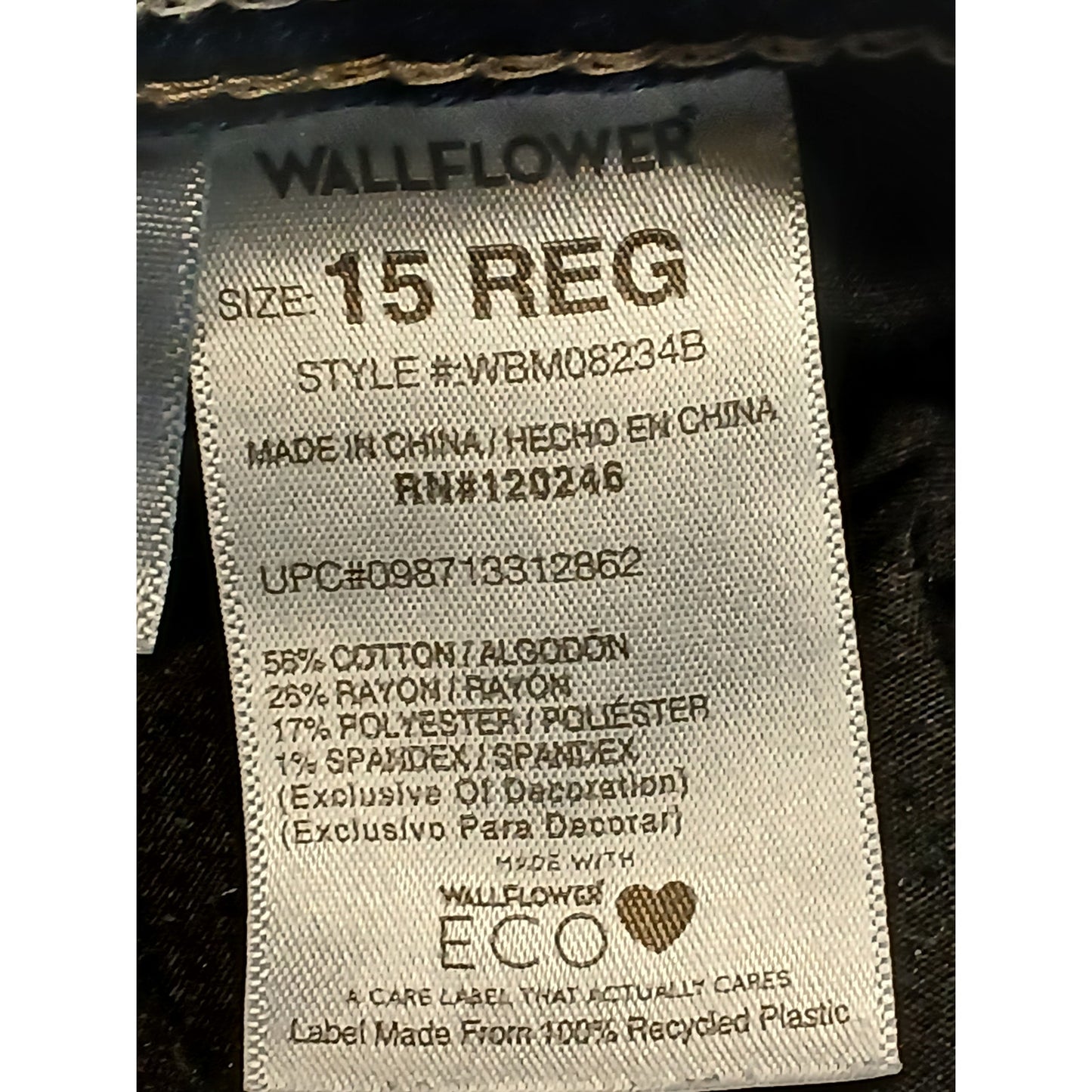 Wallflower (15R) Women's Curvy Fit Boot Cut Blue Denim Jeans