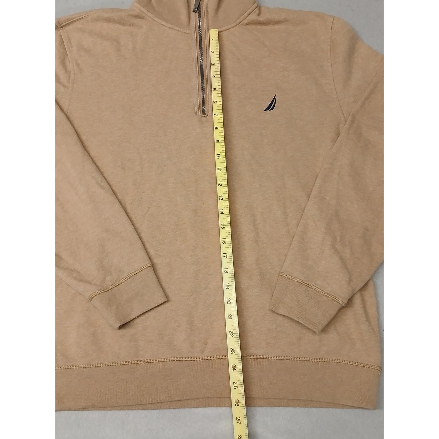 Nautica (2XL) Men's Tan Long Sleeve Zip Pullover Sweatshirt