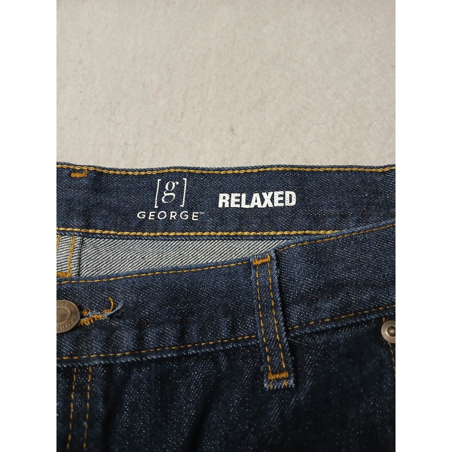 George (50x30) Men's Straight Leg Relaxed Blue Denim Jeans