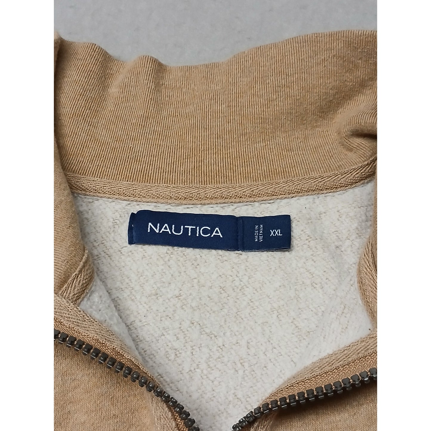 Nautica (2XL) Men's Tan Long Sleeve Zip Pullover Sweatshirt