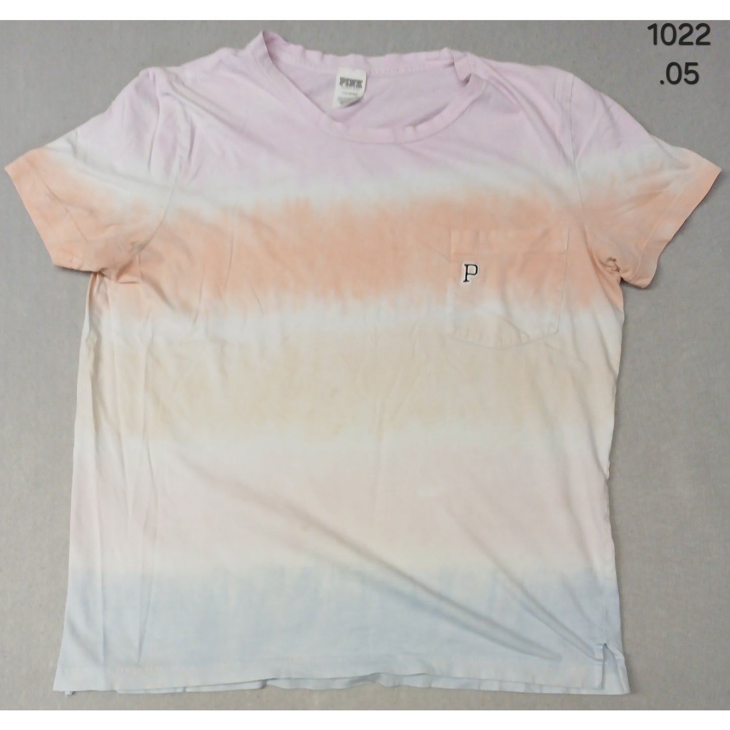 Victoria's Secret PINK (Large) Pastel Tie-Dye Striped Tee Shirt