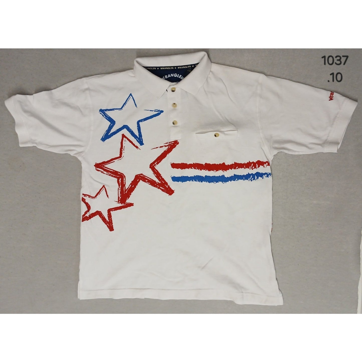 Wrangler (Medium) 4th Of July White Collar Cotton Polo Shirt