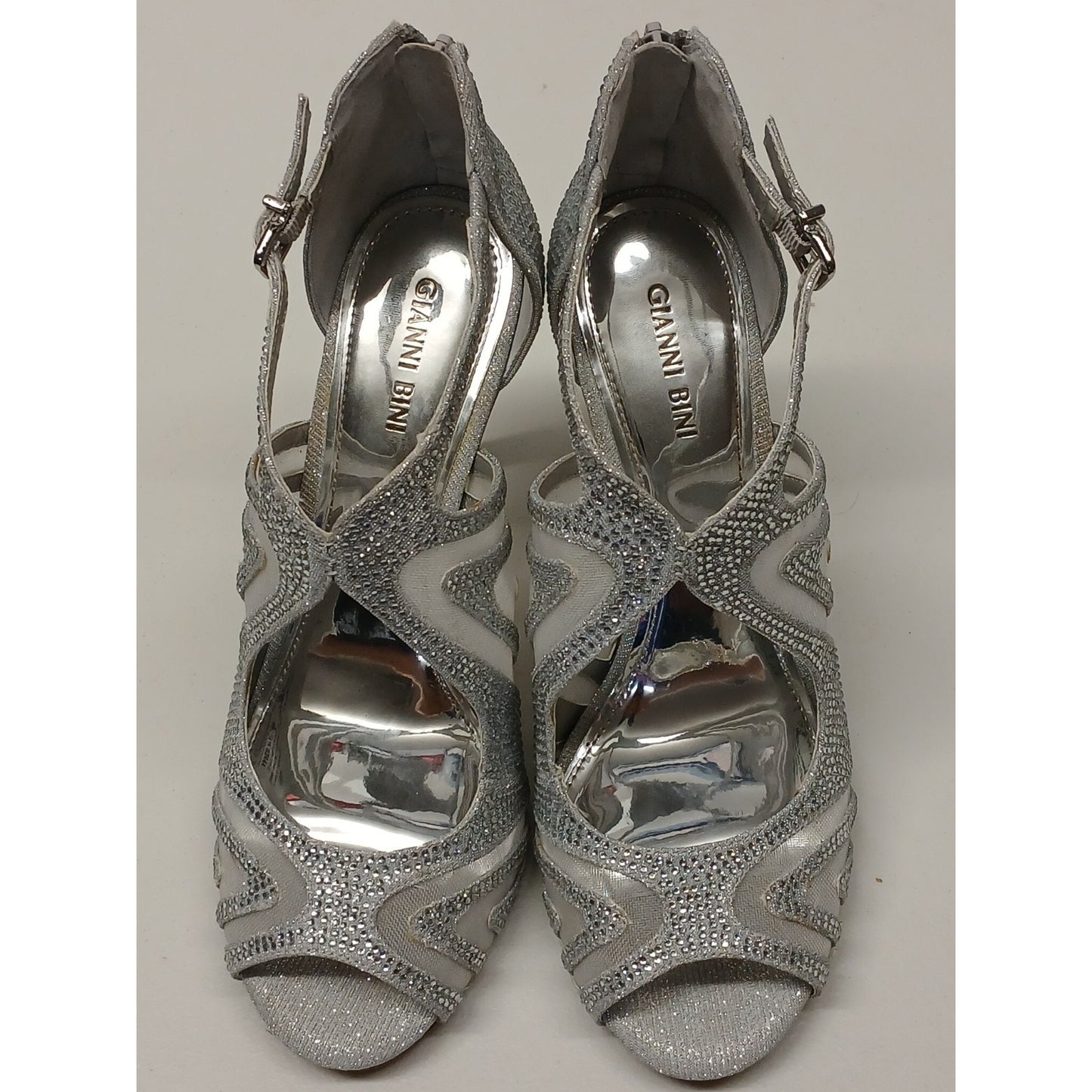 Gianni Bini (10M) Sharissah Silver Rhinestone Stiletto High Heels