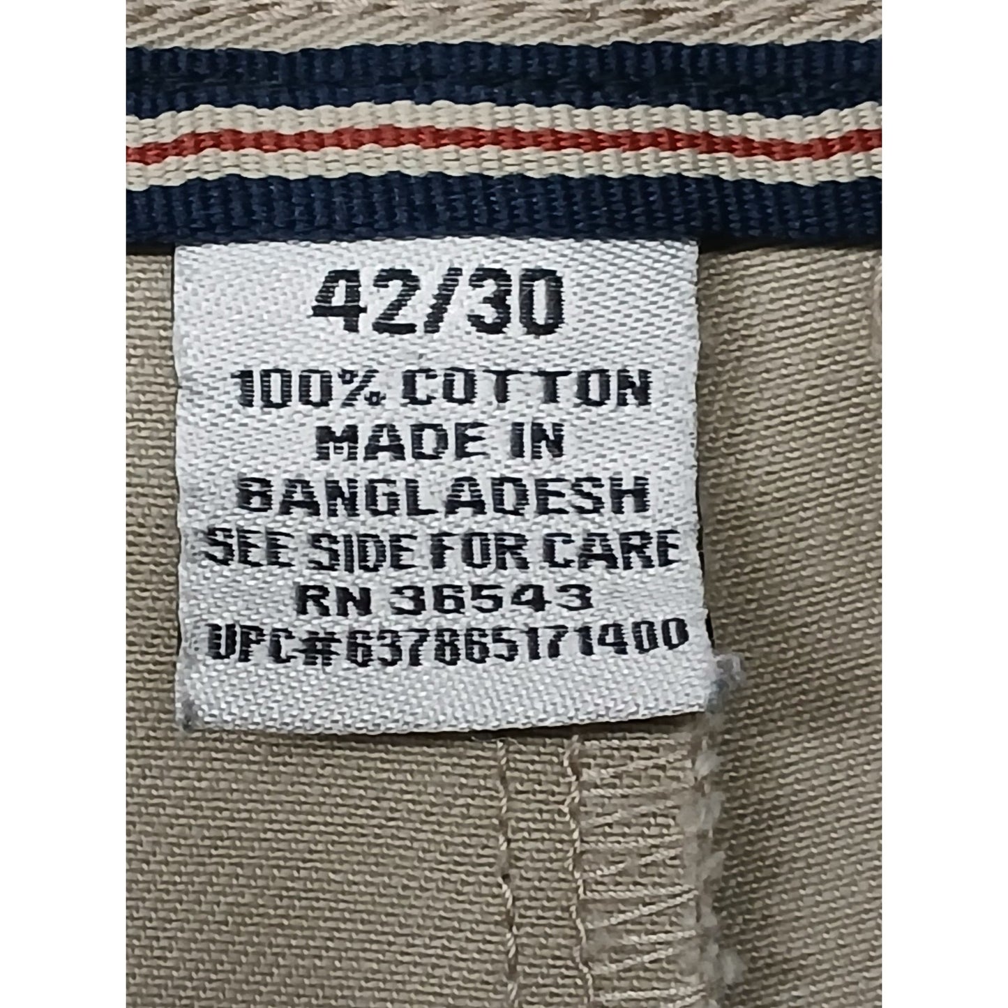 Izod (42x30) Men's Beige Khaki Relaxed Straight Dress Slacks