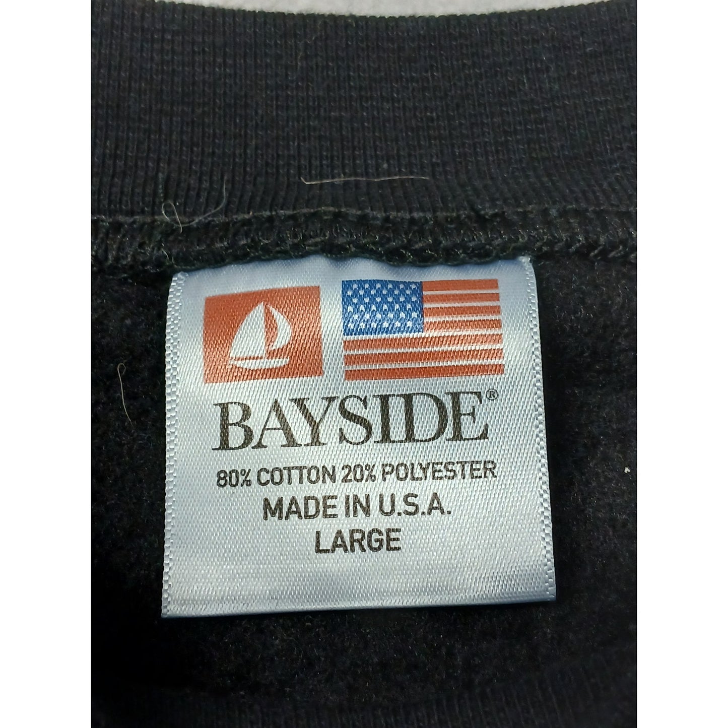 Bayside (Large) Adult's Black Crew Neck Pullover Sweatshirt