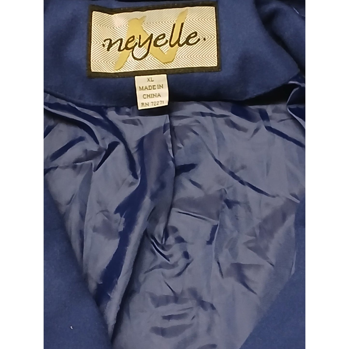 Neyelle (XL)Women's Blue Mid Length Wool Over Coat