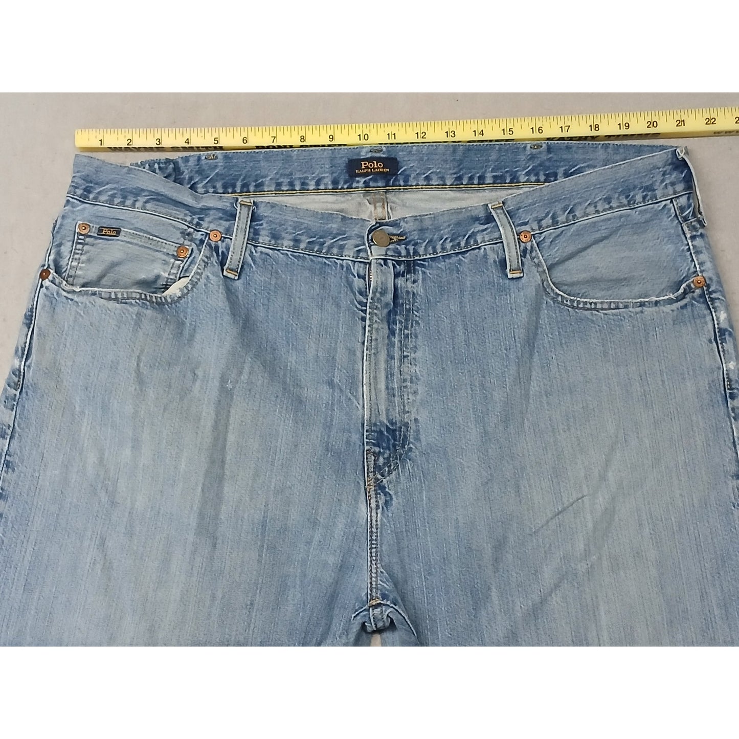 Polo R. Lauren (44Bx32) Men's Straight Leg Blue Denim Jeans