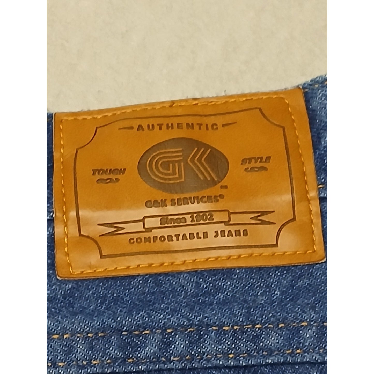 G & K (42x30) Men's Tapered Straight Leg Blue Denim Work Jeans