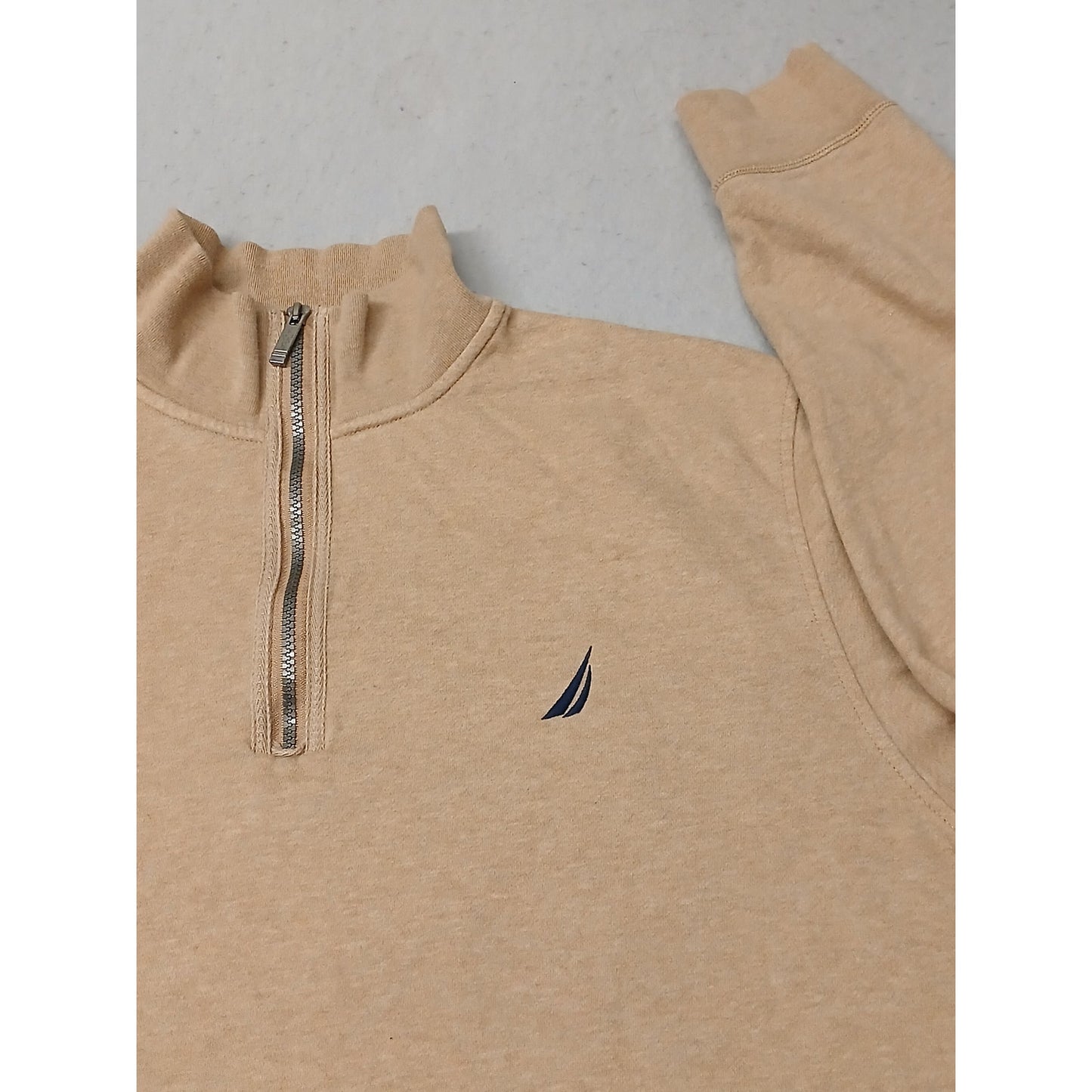Nautica (2XL) Men's Tan Long Sleeve Zip Pullover Sweatshirt