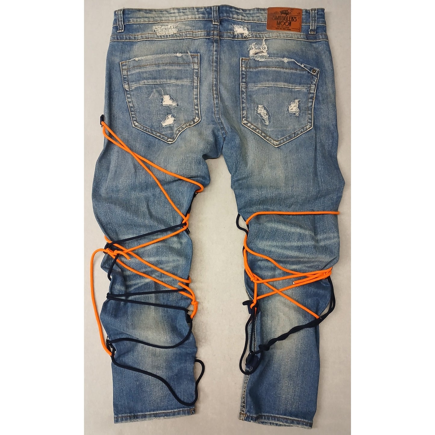 Smugglers Moon (42x33) Y2K Distressed Straight Blue Denim Jeans