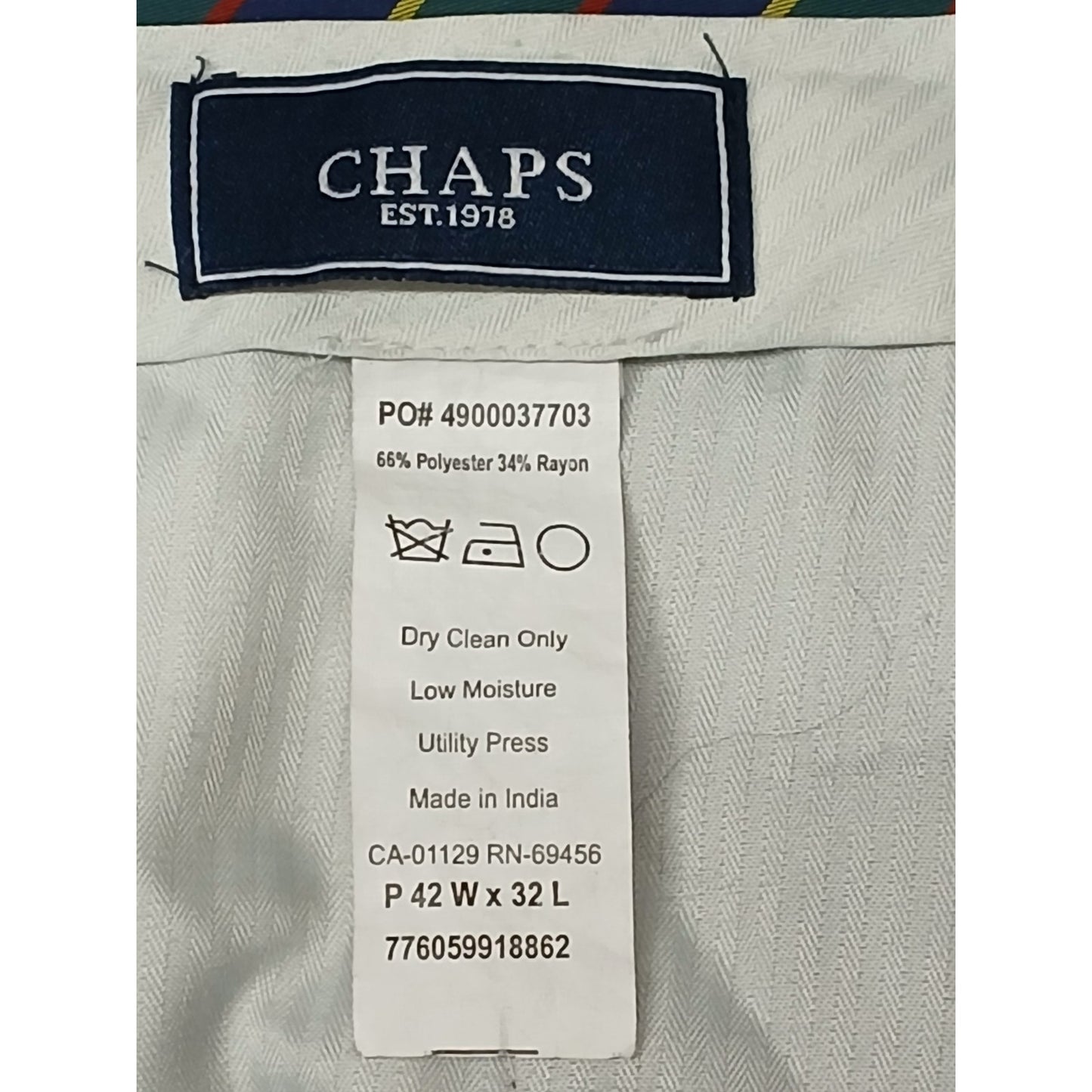 CHAPS (42x32) Gray Plaid Classic Straight Leg Dress Slacks