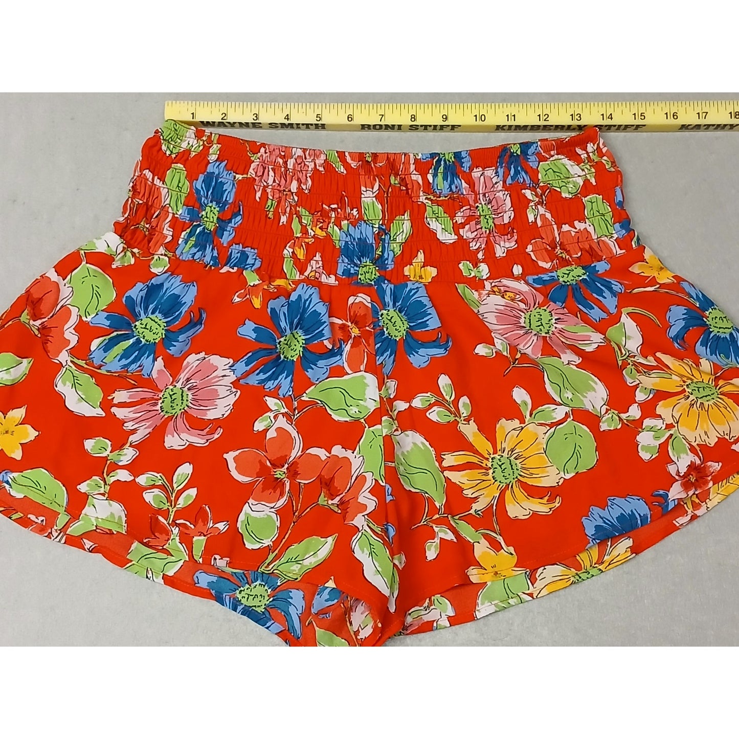 Sienna Sky (Large) Red Floral Ruffle Flowy Boho Shorts