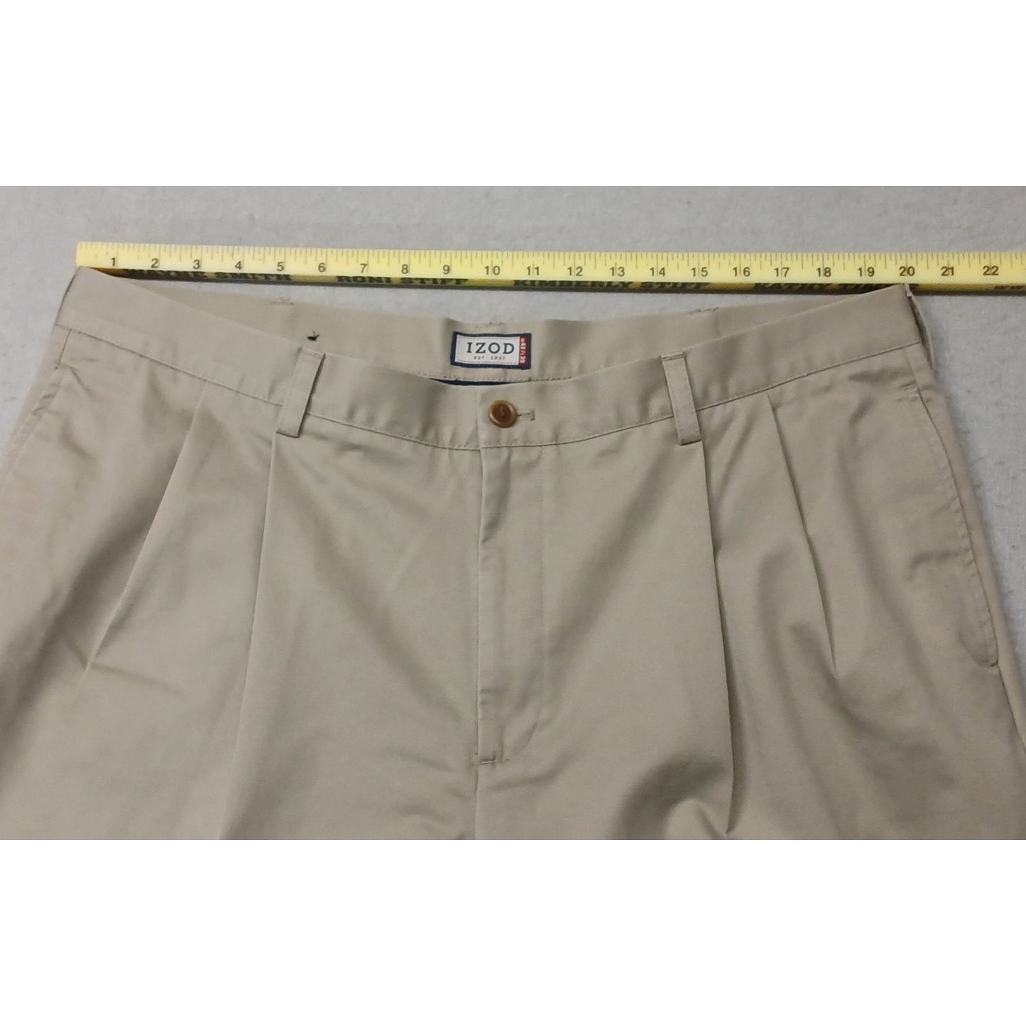 Izod (42x30) Men's Beige Khaki Relaxed Straight Dress Slacks