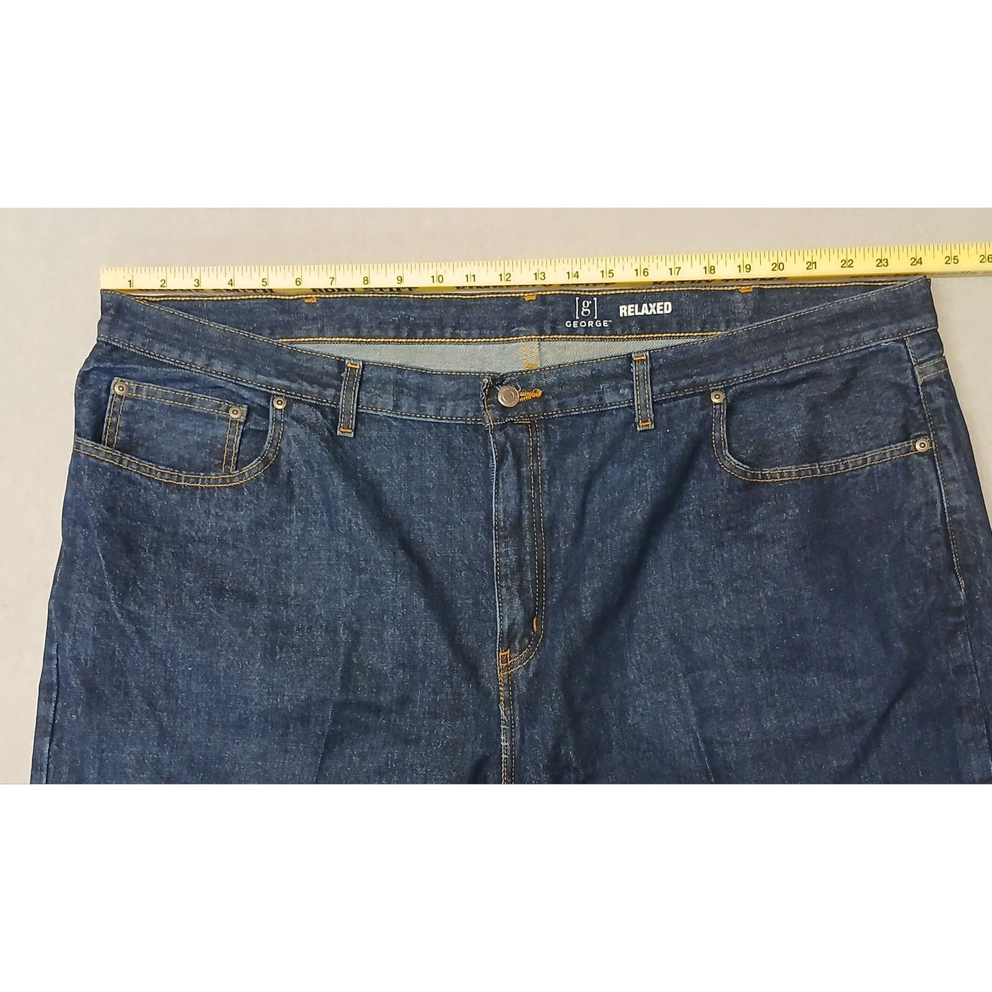 George (50x30) Men's Straight Leg Relaxed Blue Denim Jeans