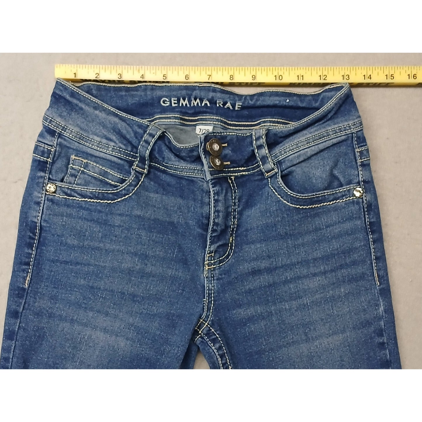 Gemma Rae (7/28) Women's Gem Skinny Straight Fit Blue Denim Jeans