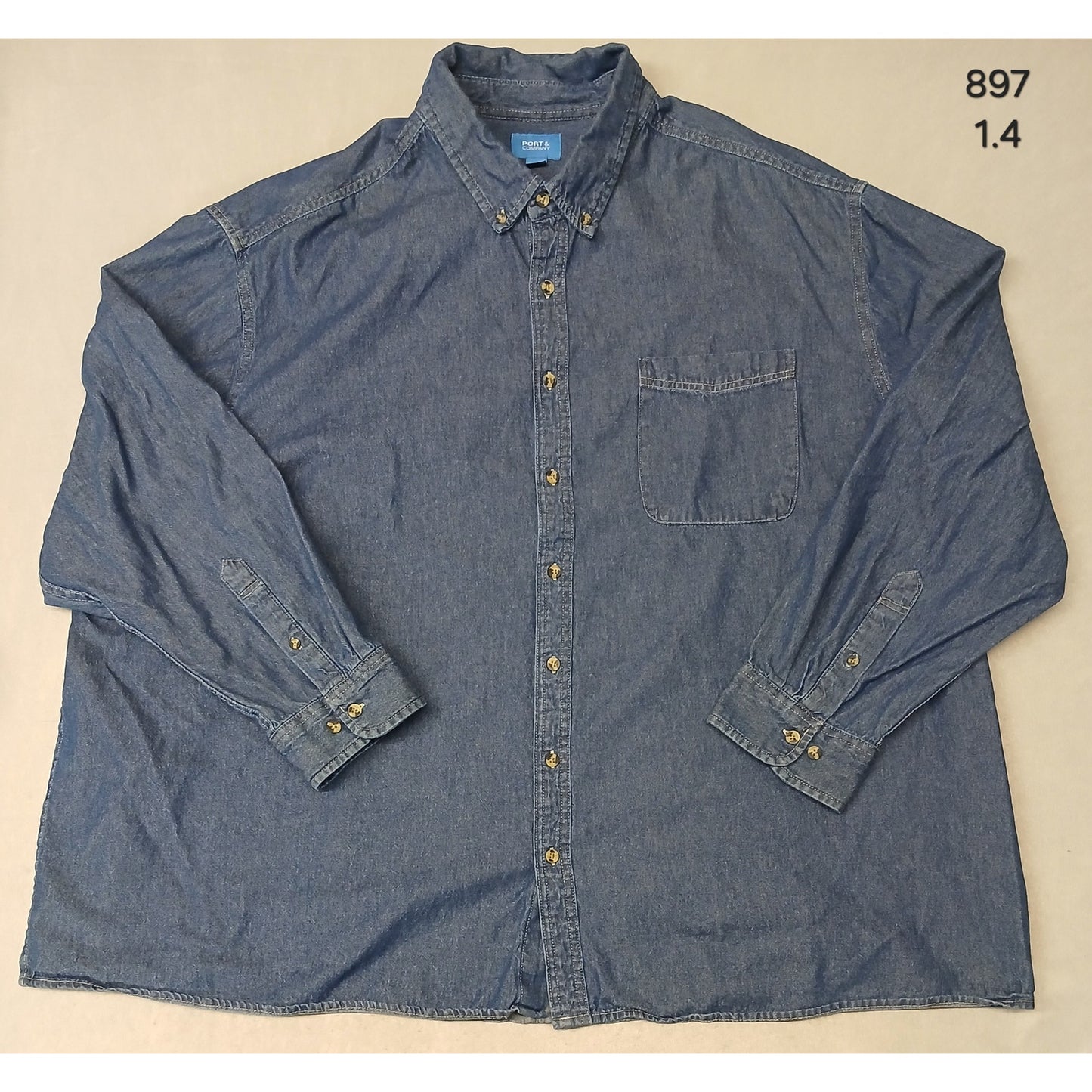 Port & Company (5XL) Men's Slim Fit Dark Denim Jean Shirt