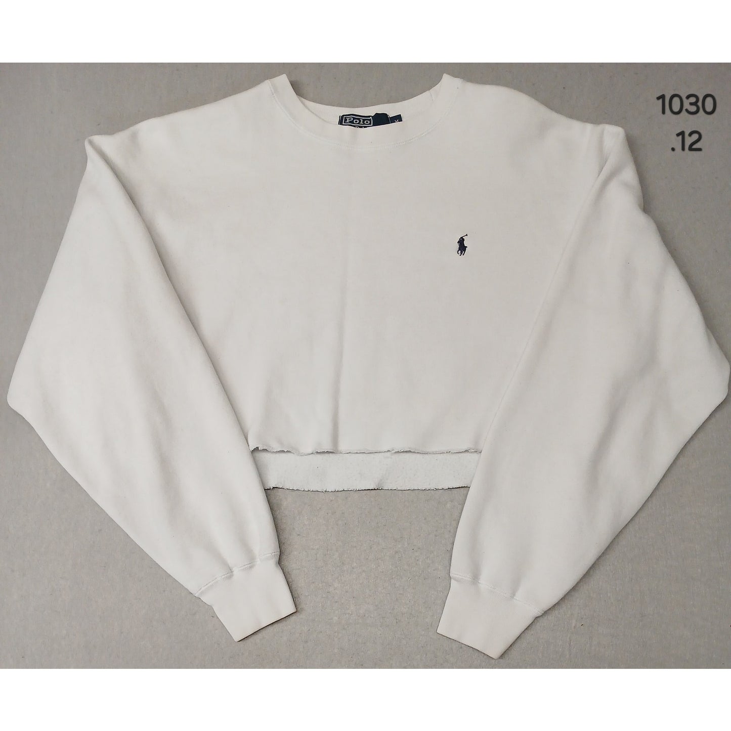 Polo Ralph Lauren (Medium) White Crop Crew Sweatshirt
