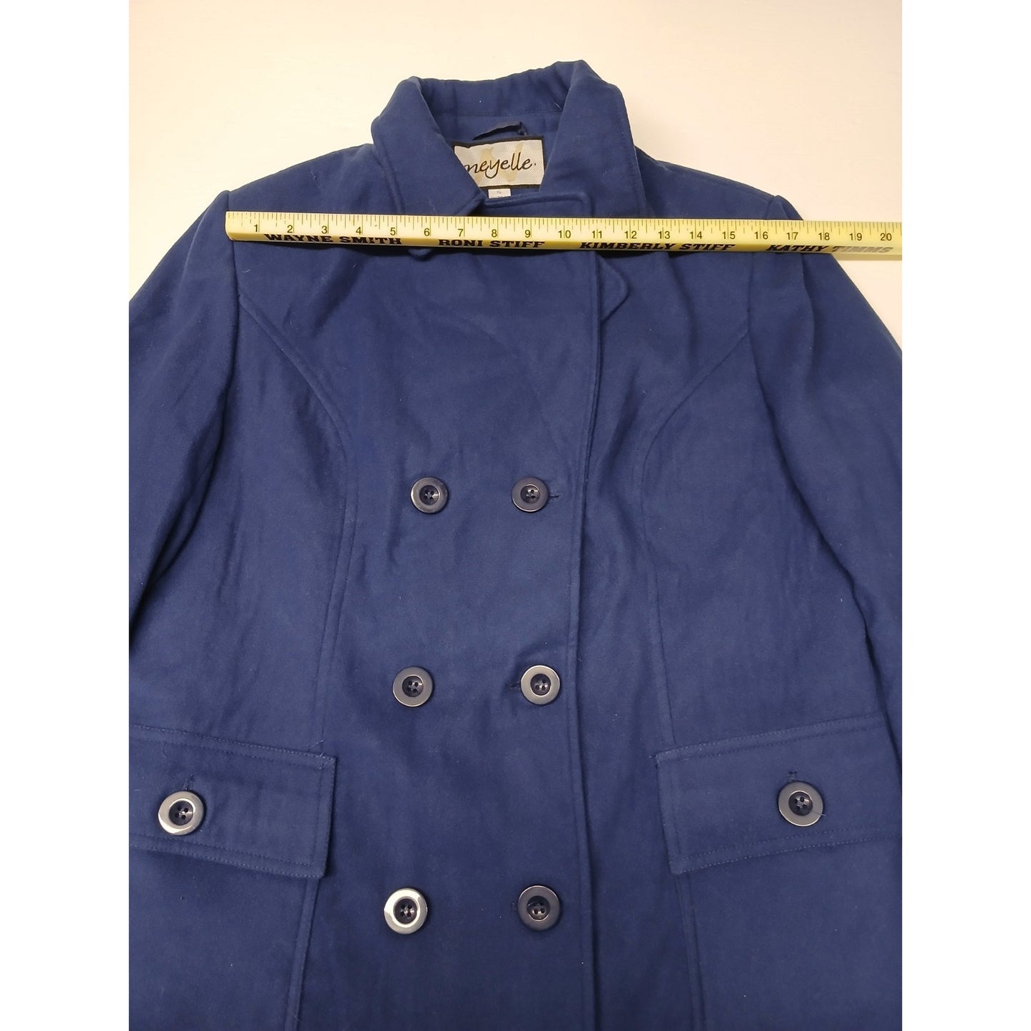 Neyelle (XL)Women's Blue Mid Length Wool Over Coat