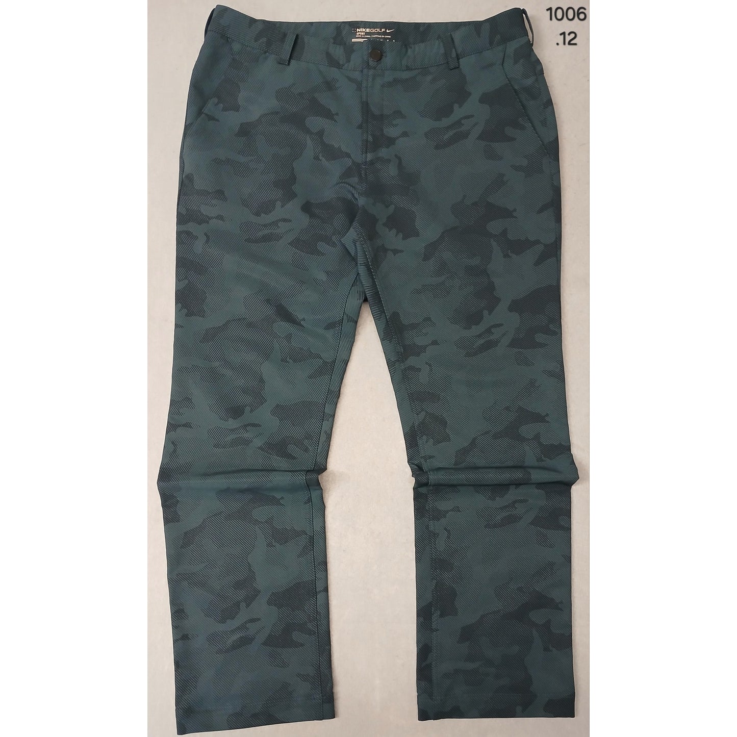 Nike (34x30) Men's Straight Green Camo Dri-Fit Golf Trousers