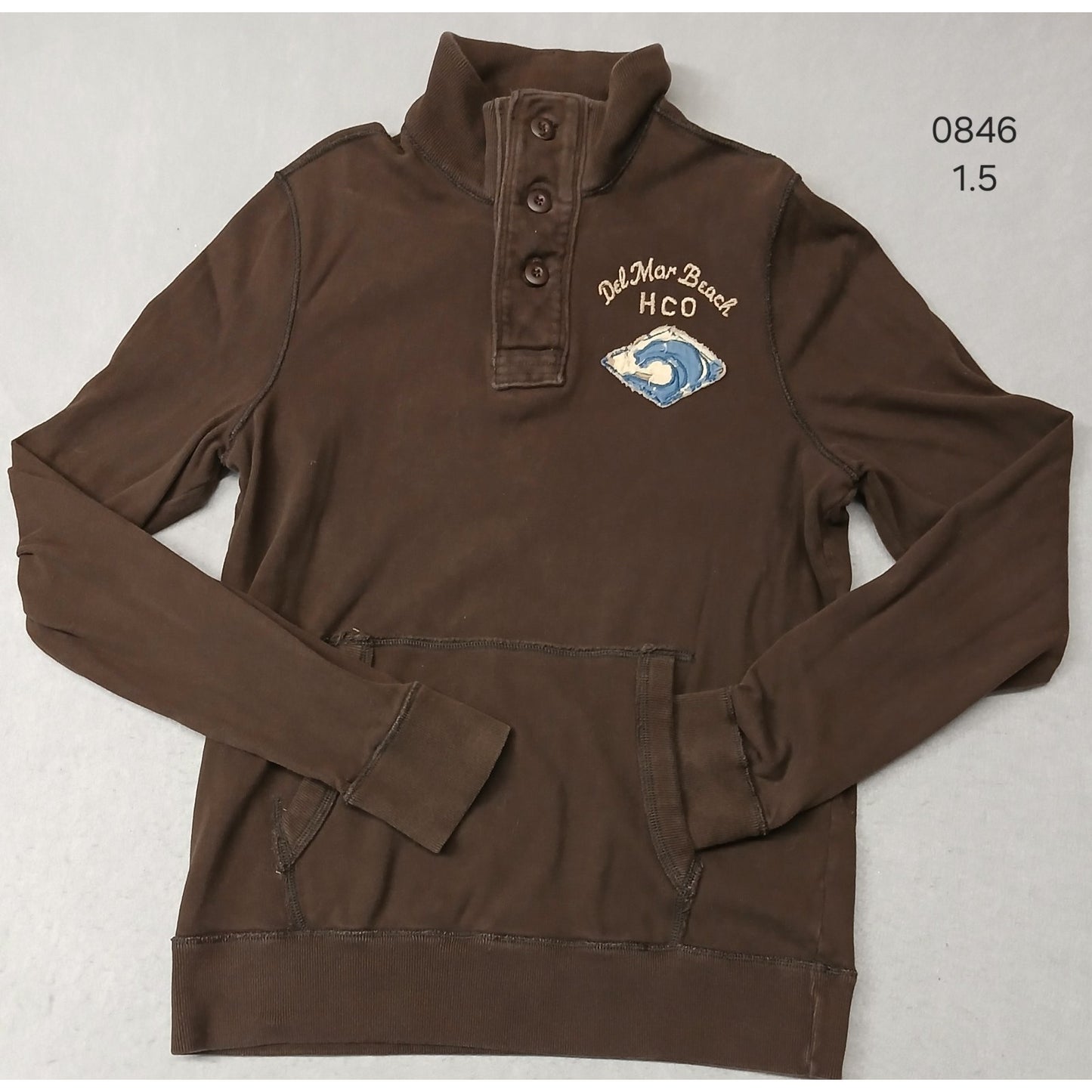 Hollister (Large) Men's Brown Long Sleeve Pullover High Neck Sweatshirt