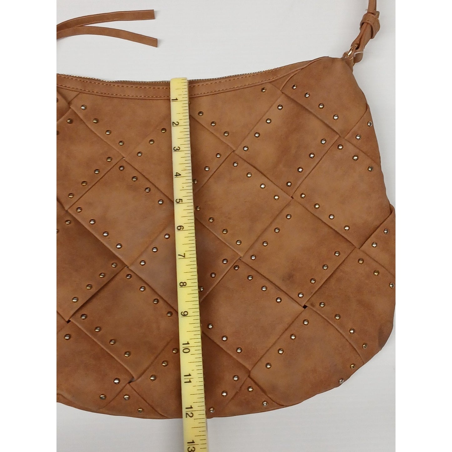 Cato Women's Faux Suede Basket Weave Gold Studs Shoulder Bag