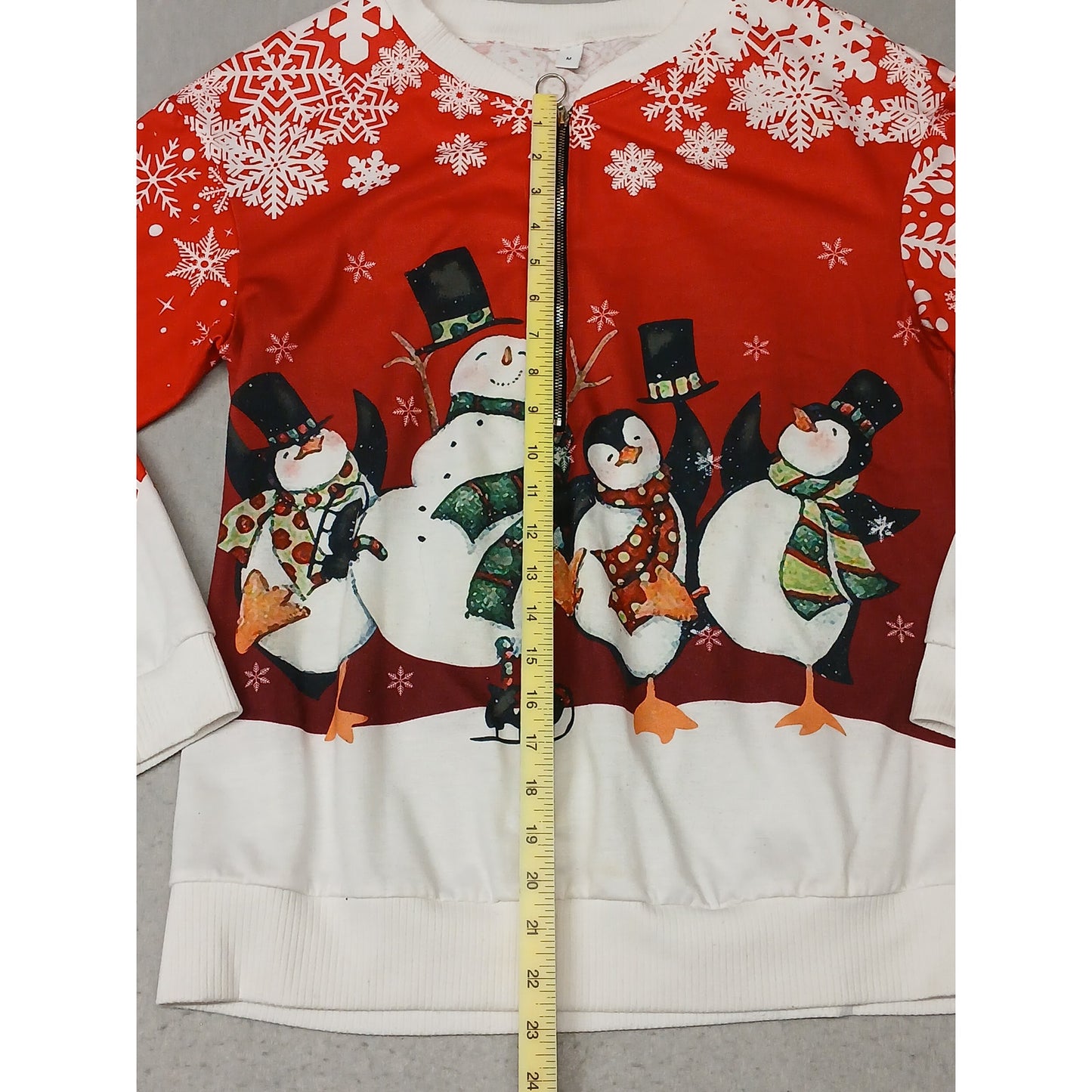 Women's (Medium) Ugly Xmas Zip Pullover Fleece Sweatshirt