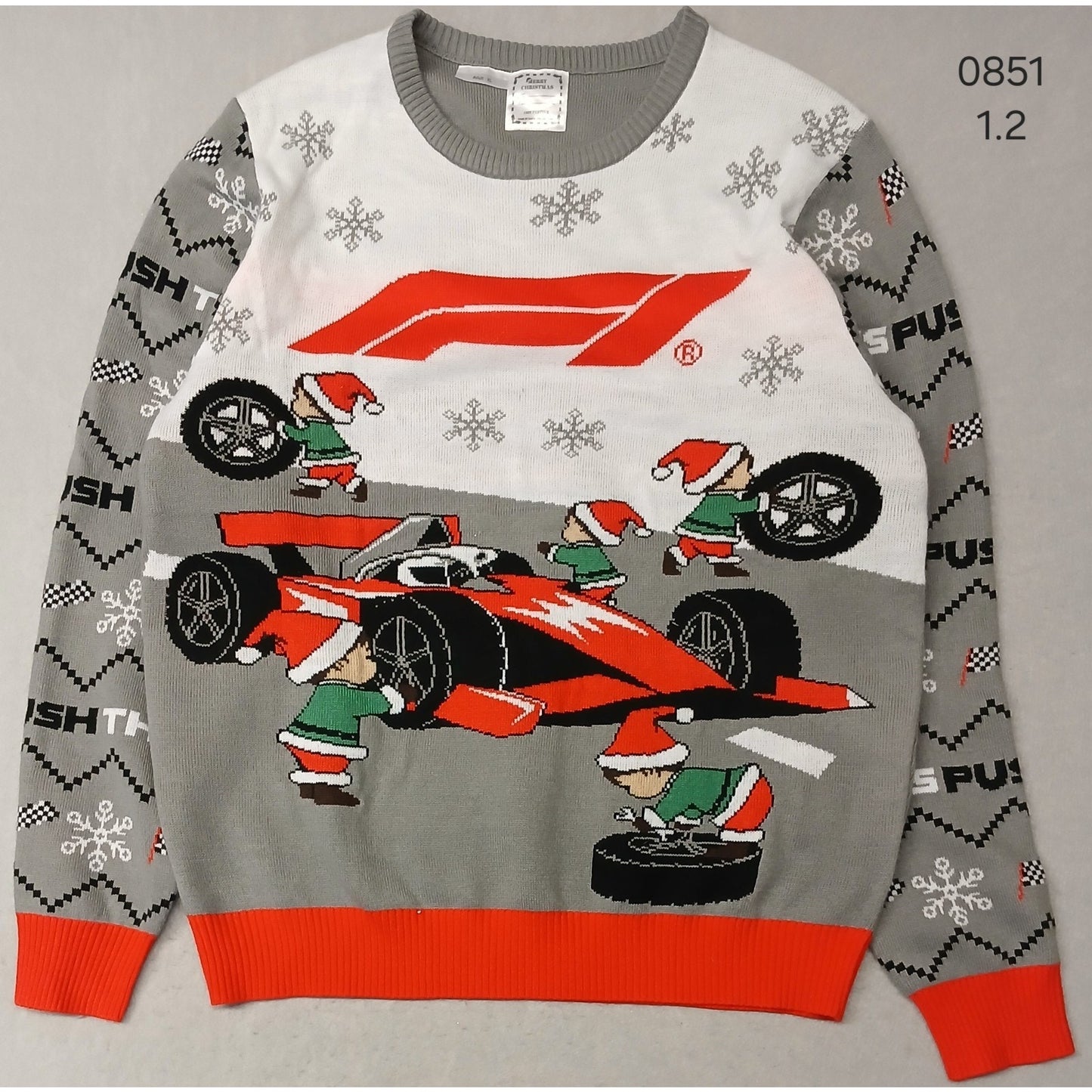 FI (XL) Multicolor Crew Neck Knitted Pullover Xmas Sweater