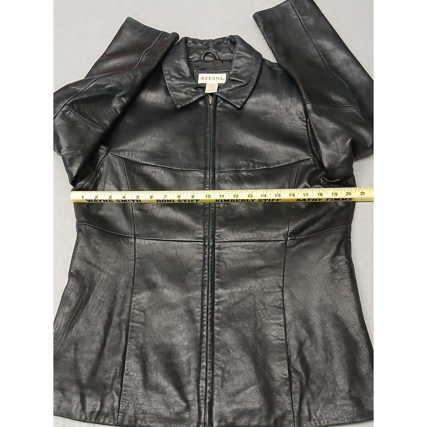 Merona (Medium) Women's Black Genuine Leather Zip Jacket