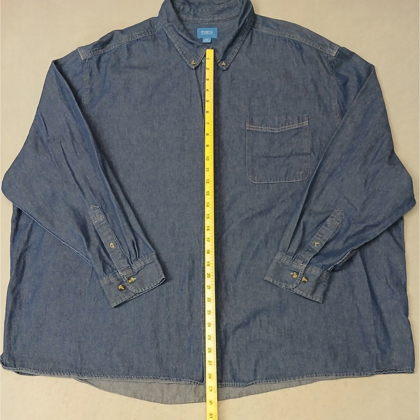 Port & Company (5XL) Men's Slim Fit Dark Denim Jean Shirt