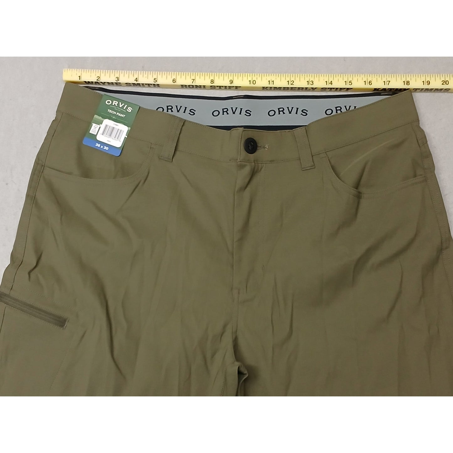 Orvis (36x30) Men's Olive Green Dri-Fit Straight Tech Pants
