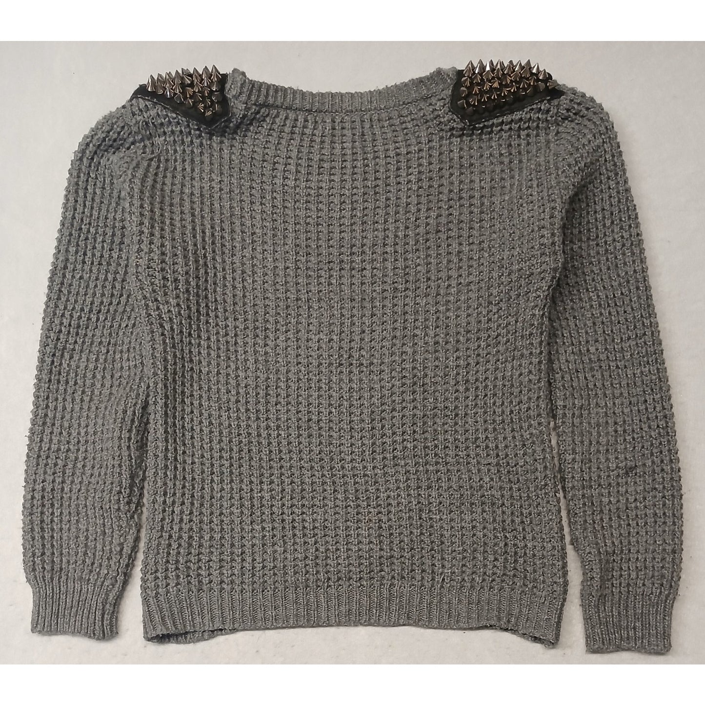 Love By Design (Medium) Gray Chunk Waffle Knit Sweatshirt