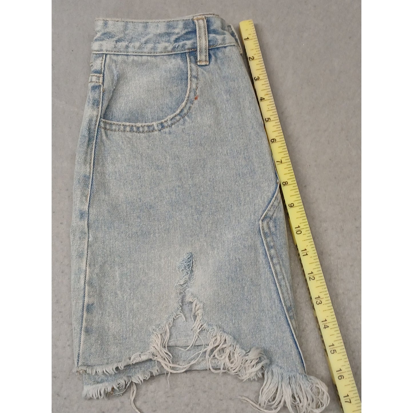 Item Ditto (Small) Vintage Distressed Light Denim Mini Skirt