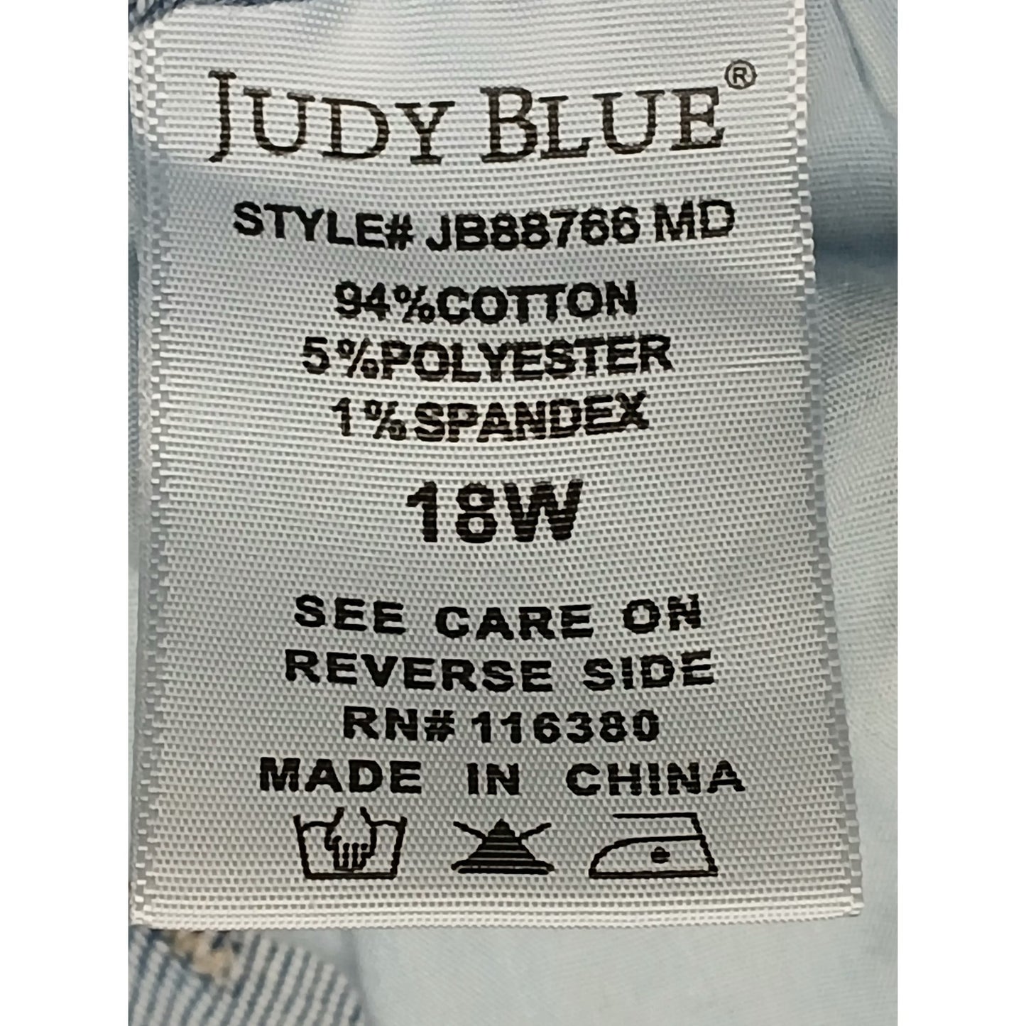 Judy Blue (18W) Women's Baggy Boot Cut Blue Denim Jeans