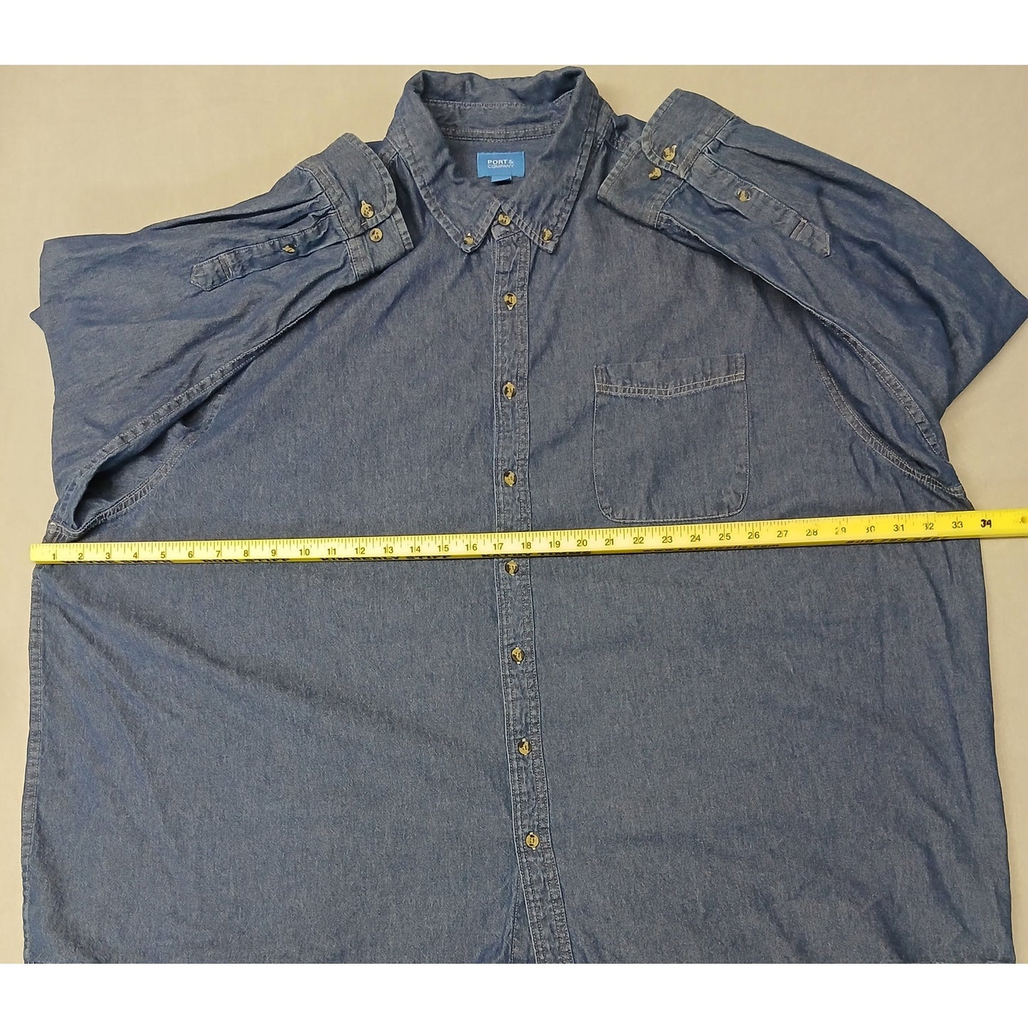 Port & Company (5XL) Men's Slim Fit Dark Denim Jean Shirt