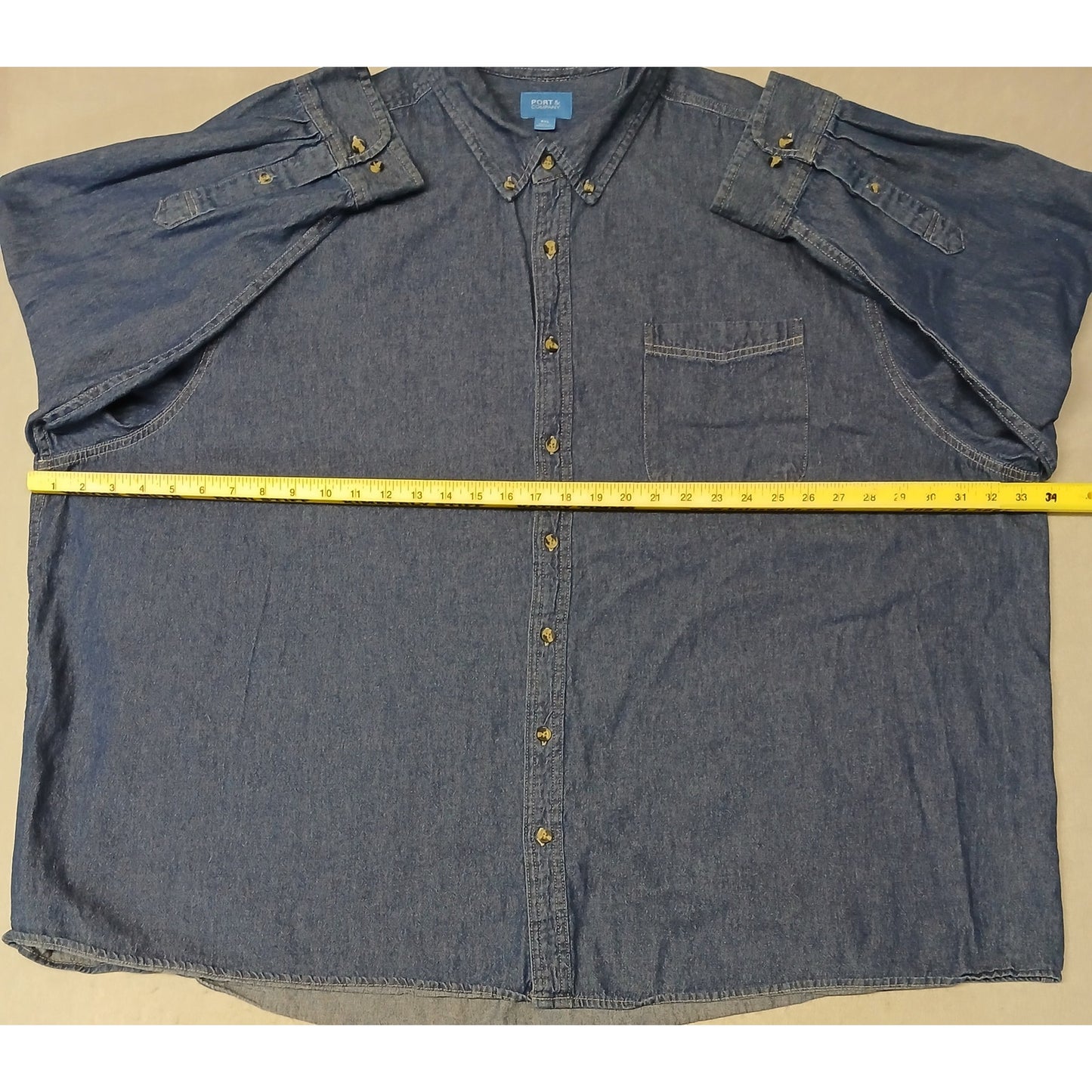 Port & Company (5XL) Men's Slim Fit Dark Denim Jean Shirt