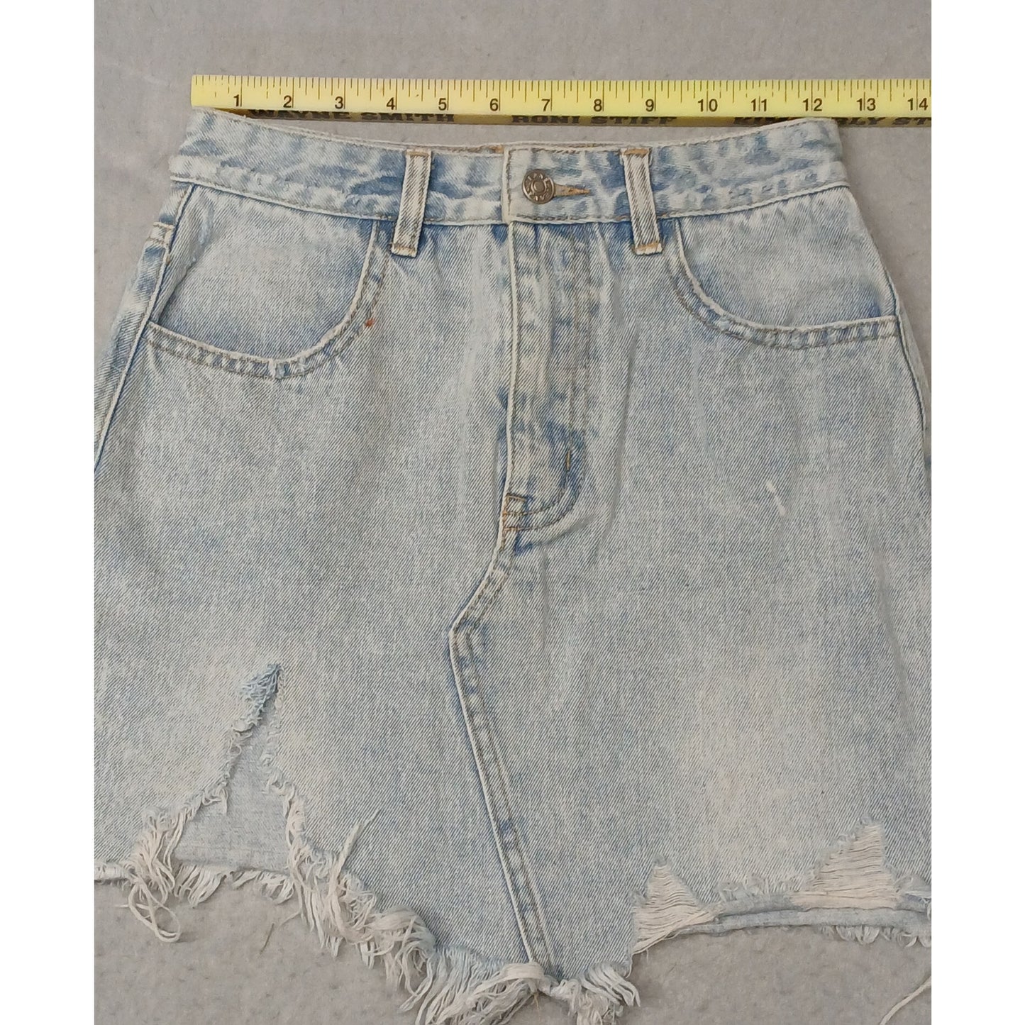 Item Ditto (Small) Vintage Distressed Light Denim Mini Skirt