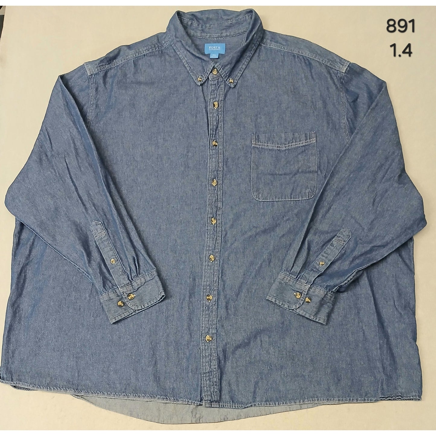 Port & Company (5XL) Men's Slim Fit Dark Denim Jean Shirt