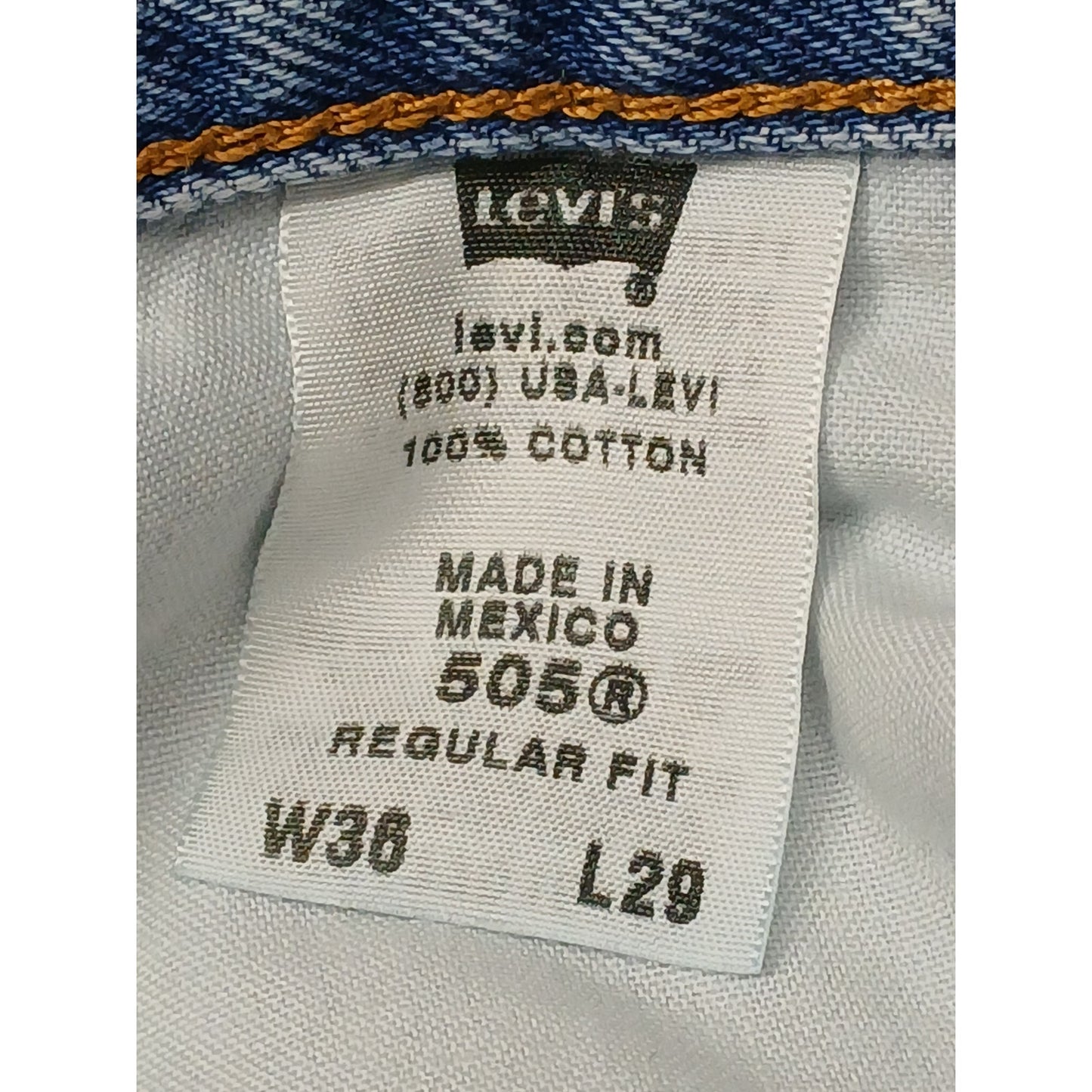 Levis 505 (36x29) Vintage Regular Fit Light Denim Jeans